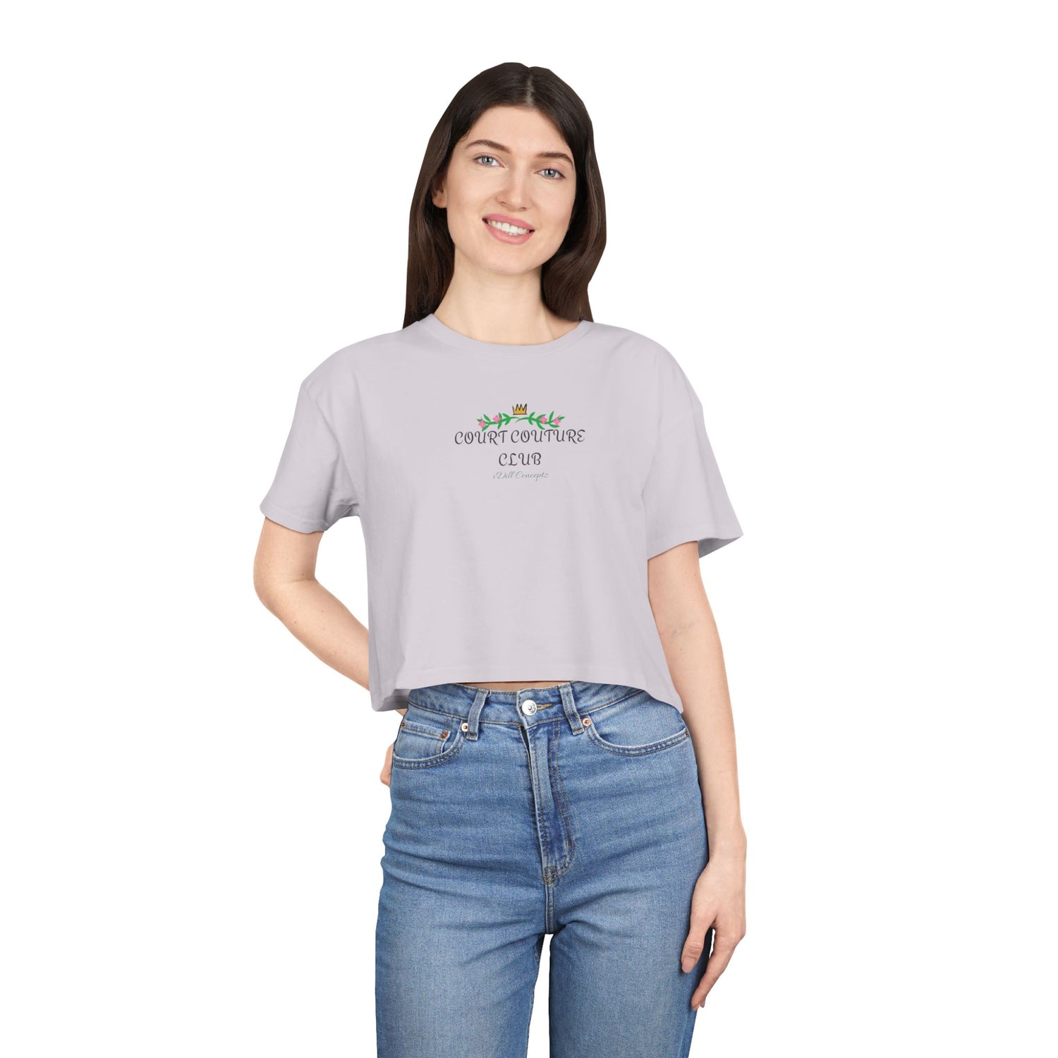 Women's Cropped Tee - Pickleball Court Couture Club Design