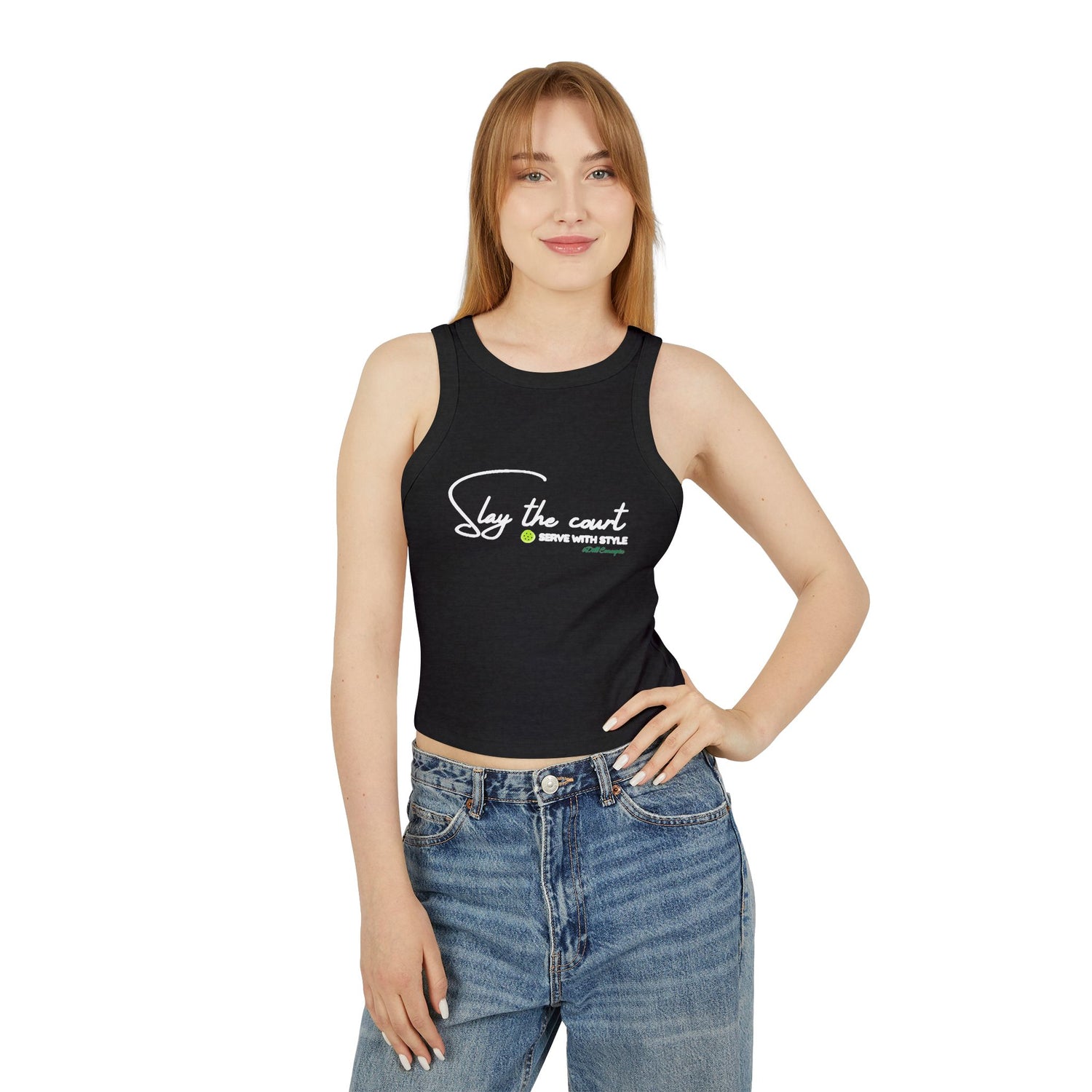 Women's Pickleball Slay the Court, Serve with Style Design - Women's Tank Top - Micro Rib Women's Tank