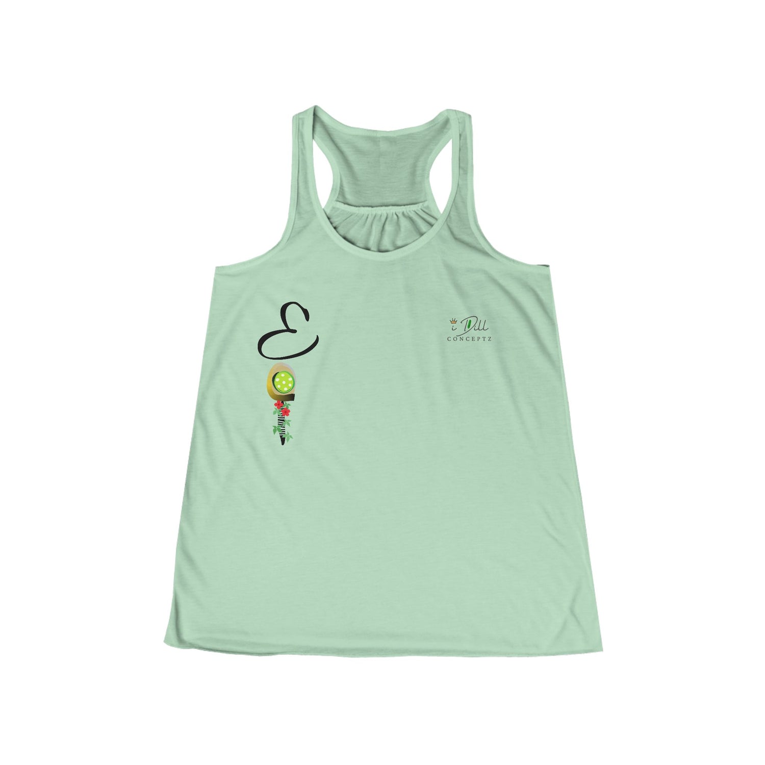 Personalized "E" Initial Pickleball Women's Top Apparel - Monogrammed Flowy Tank Top for Women - Personalized Initial Pickleball Gift