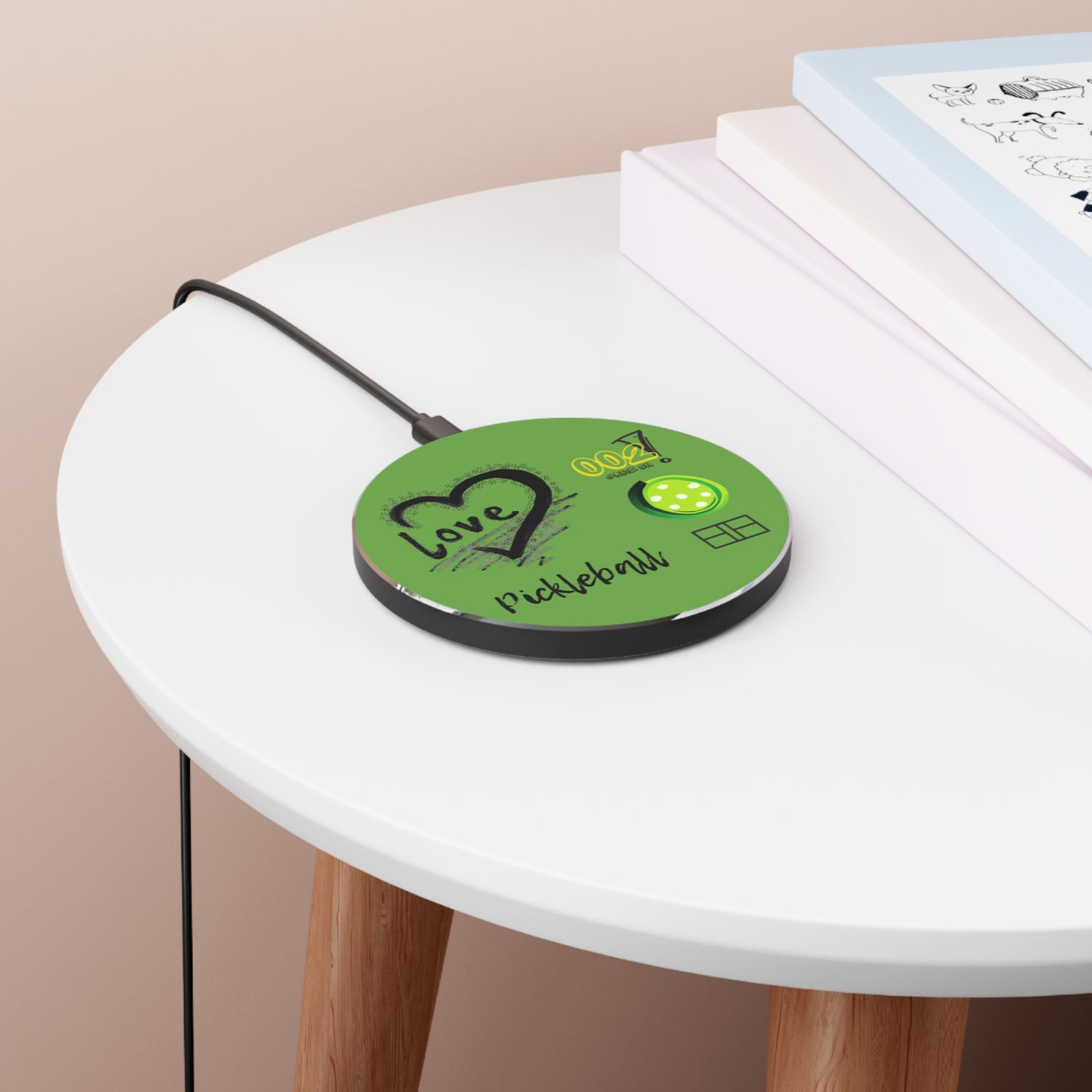 Wireless Charger - LOVE Pickleball Design for Pickleball Enthusiasts | Tech Accessory