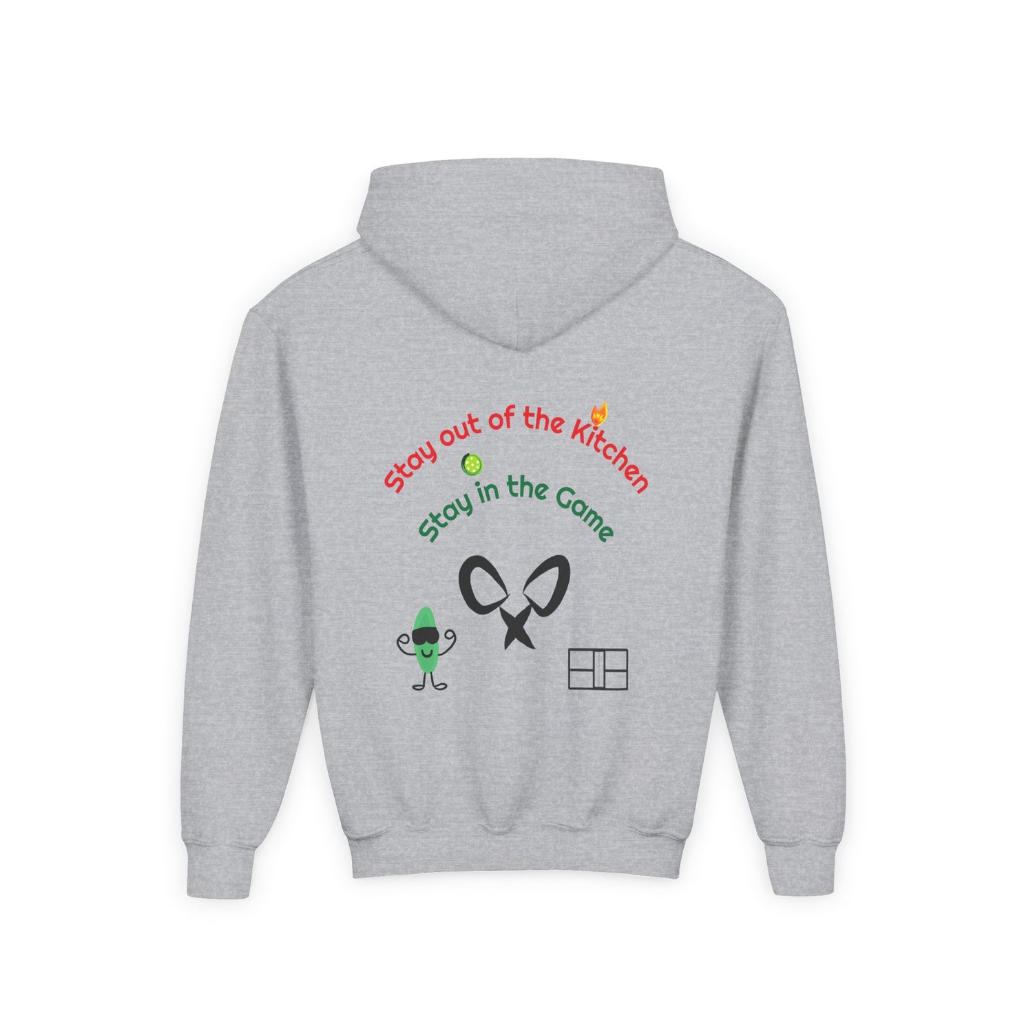 Youth Pickleball Hoodie Sweatshirt - Stay out of the Kitchen, Stay in the Game Design