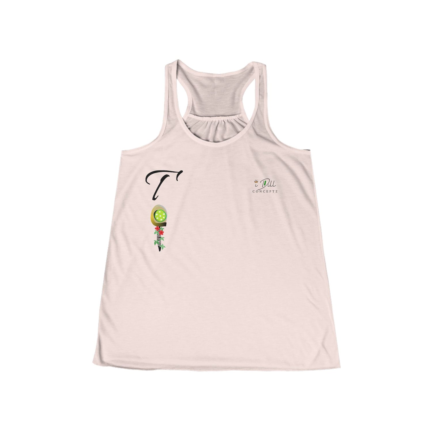 Personalized "T" Initial Pickleball Women's Top Apparel - Monogrammed Flowy Tank Top for Women - Personalized Initial Pickleball Gift