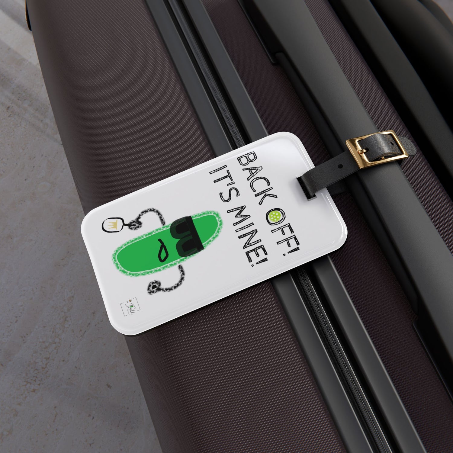 Pickleball Luggage Tag - Funny "Back Off! It's Mine!" Design for Travel Enthusiasts