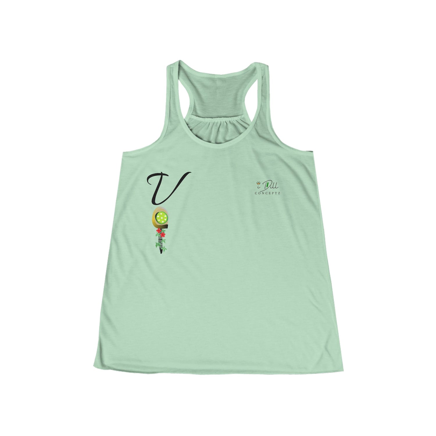 Personalized "V" Initial Pickleball Women's Top Apparel - Monogrammed Flowy Tank Top for Women - Personalized Initial Pickleball Gift