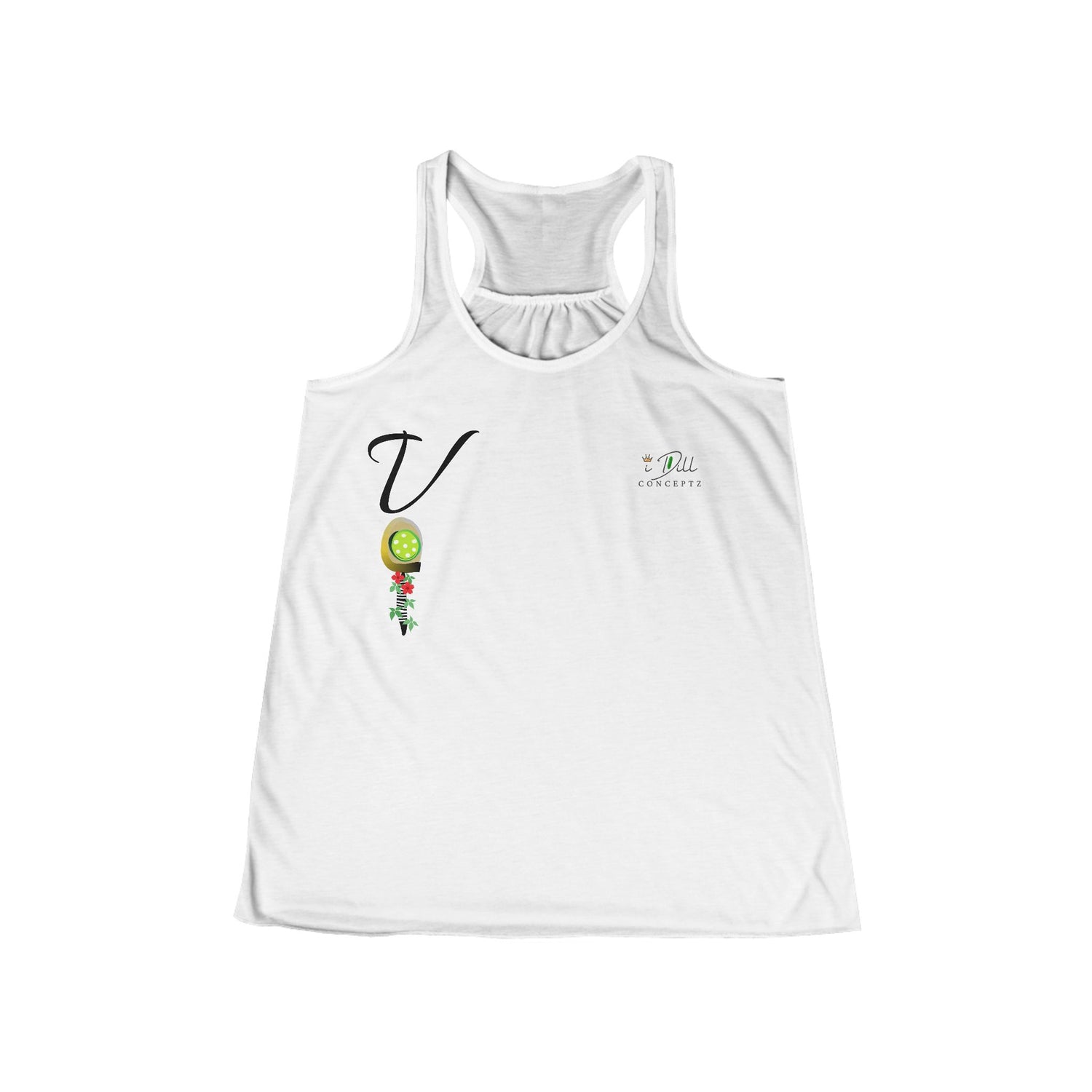 Personalized "V" Initial Pickleball Women's Top Apparel - Monogrammed Flowy Tank Top for Women - Personalized Initial Pickleball Gift