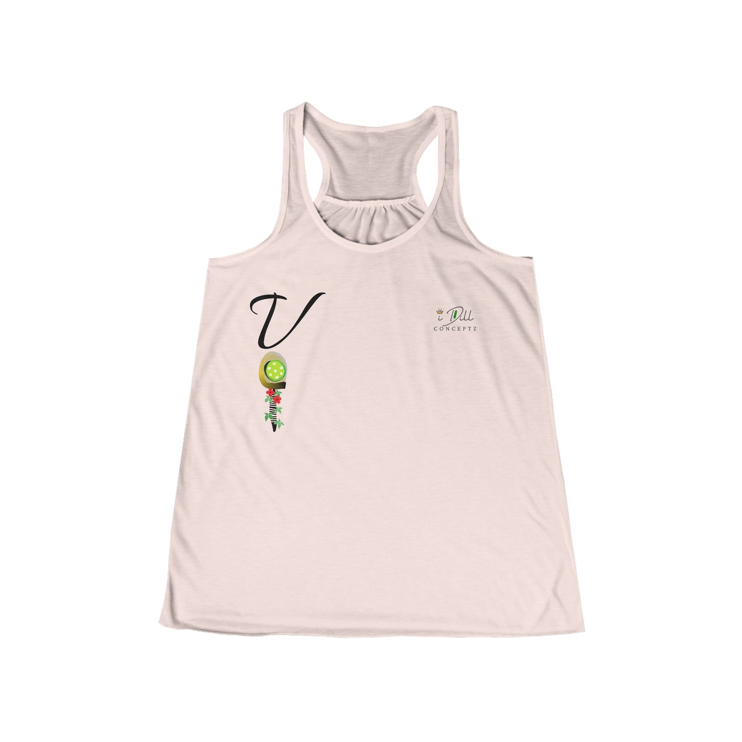 Personalized "V" Initial Pickleball Women's Top Apparel - Monogrammed Flowy Tank Top for Women - Personalized Initial Pickleball Gift