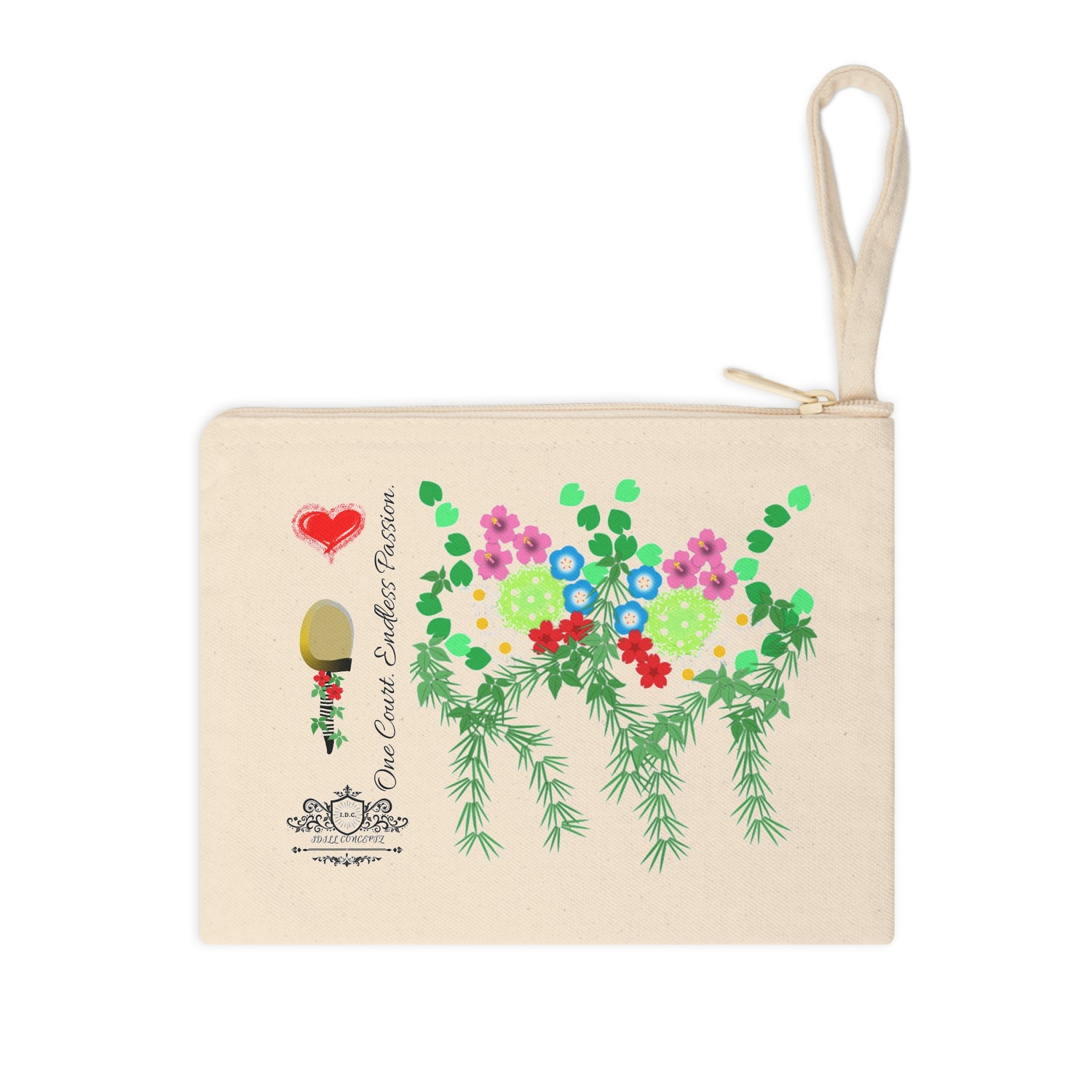 Pickleball Accessory Zipper Pouch - Pickleball Flower Garden Design