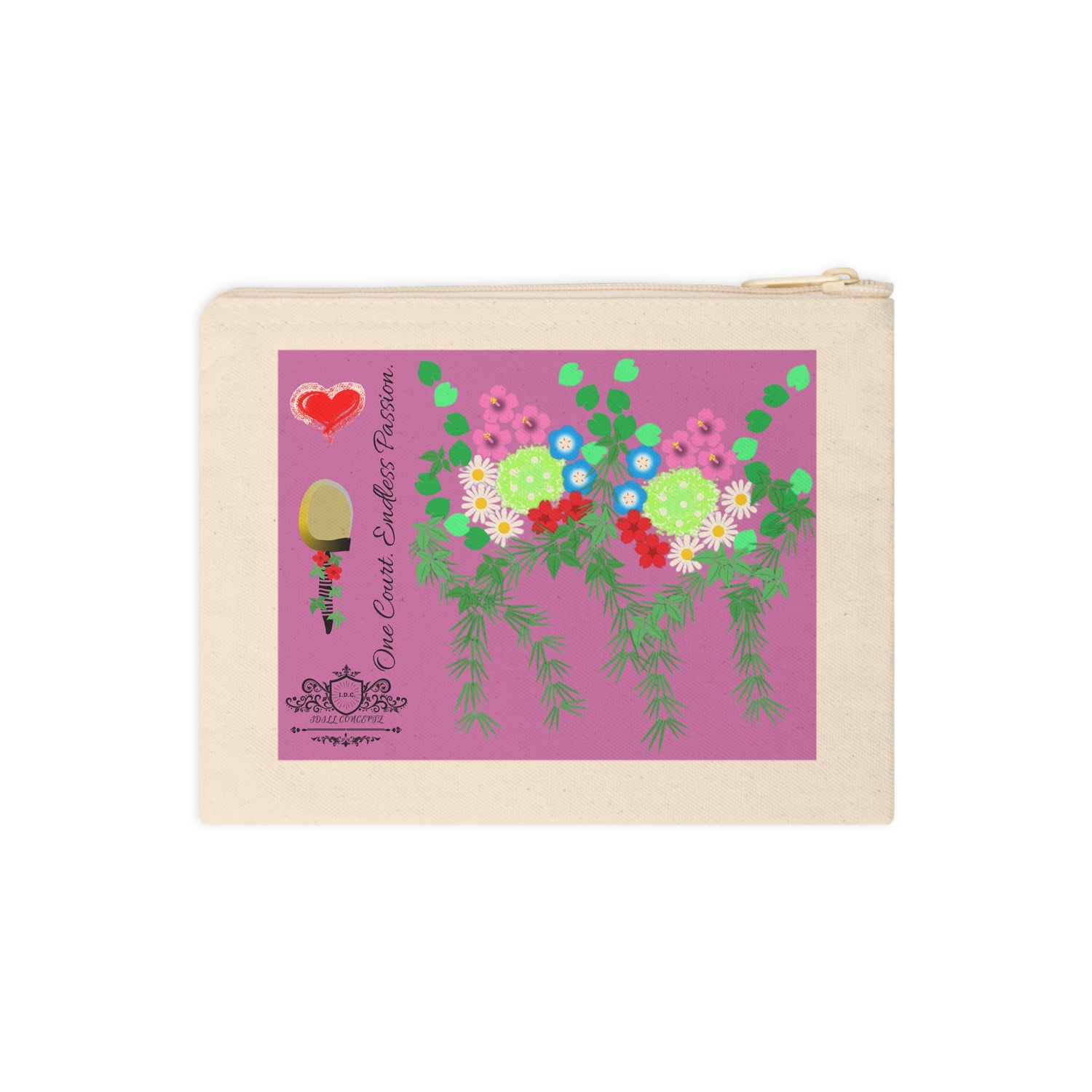 Pickleball Accessory Zipper Pouch - Pickleball Flower Garden Design