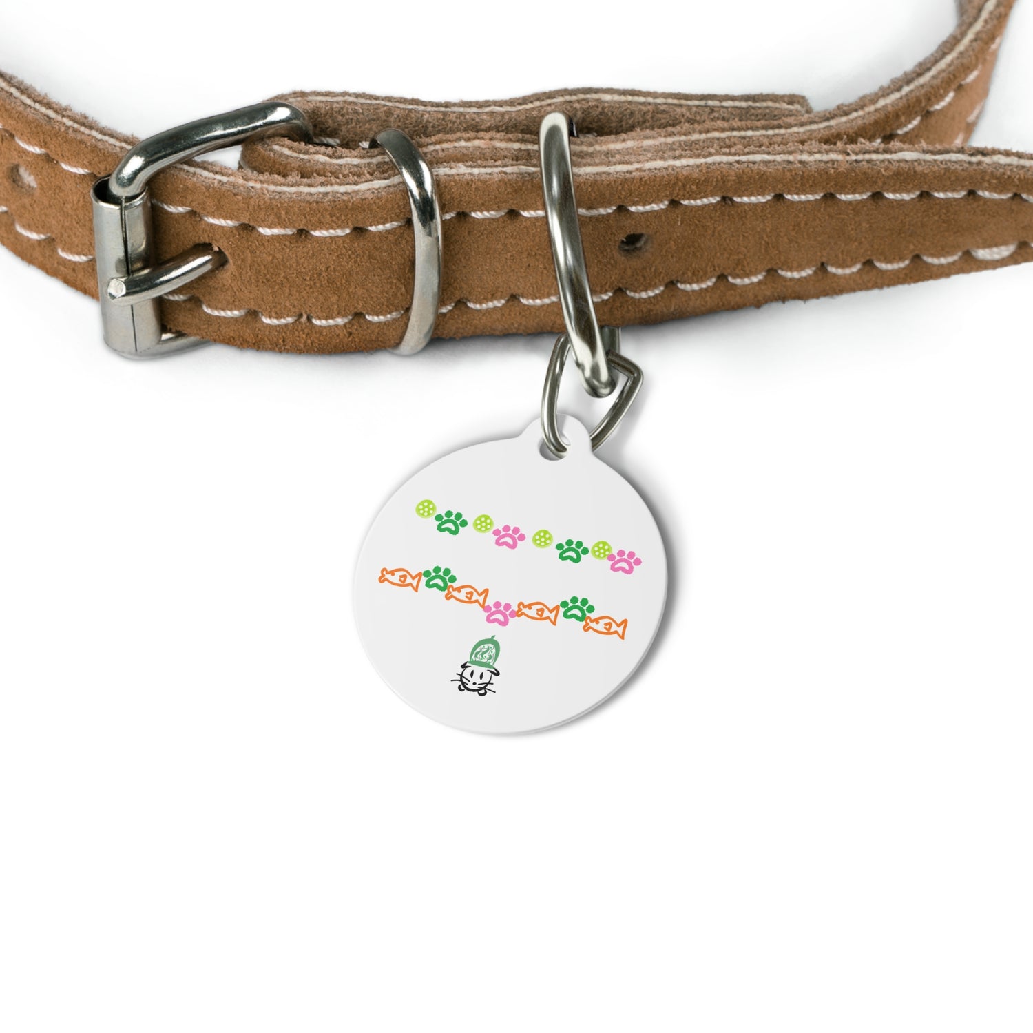 Pet Tag - Pickleball Cat Tag, Cat Paws and Fish Design - Unique Pet Accessory Gift