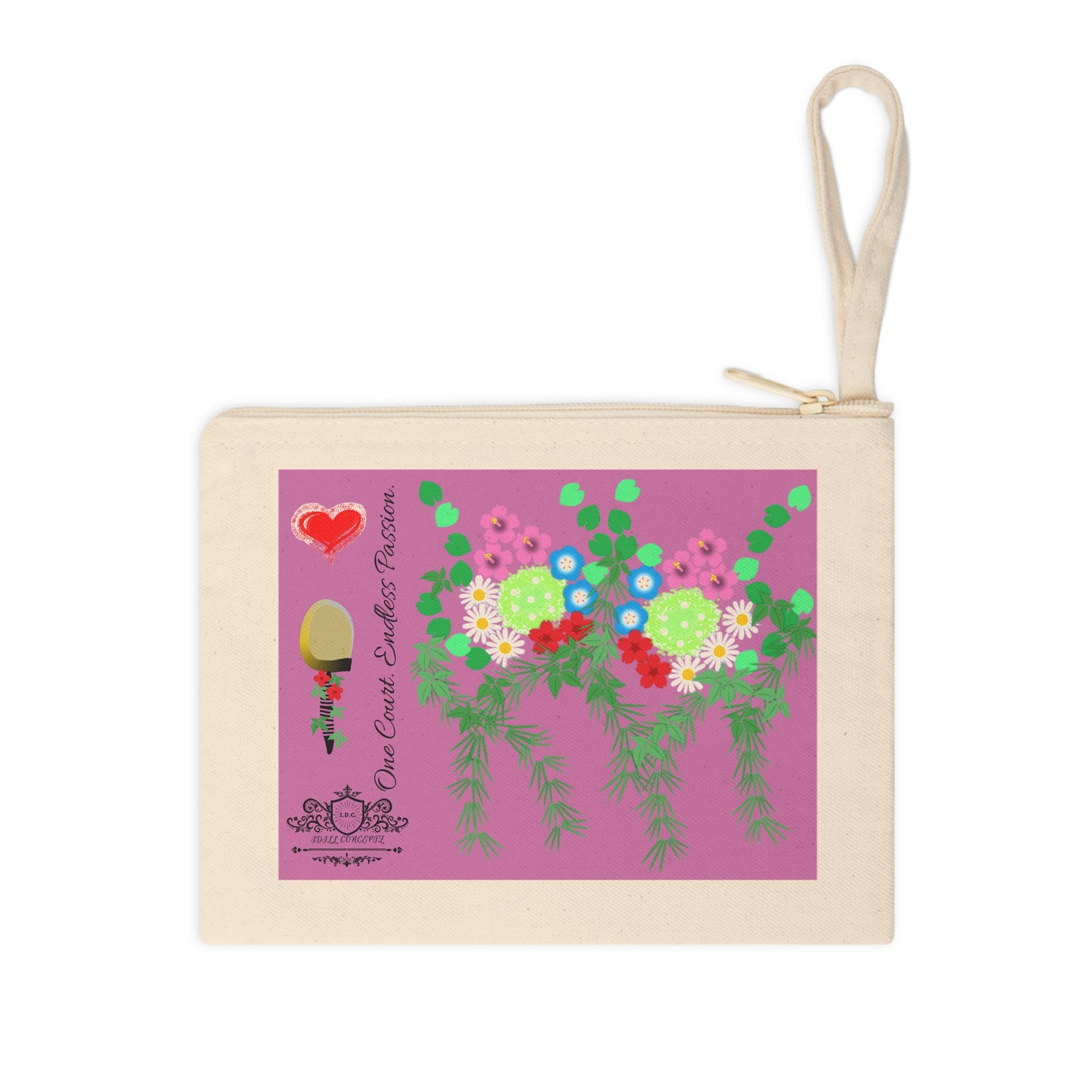 Pickleball Accessory Zipper Pouch - Pickleball Flower Garden Design