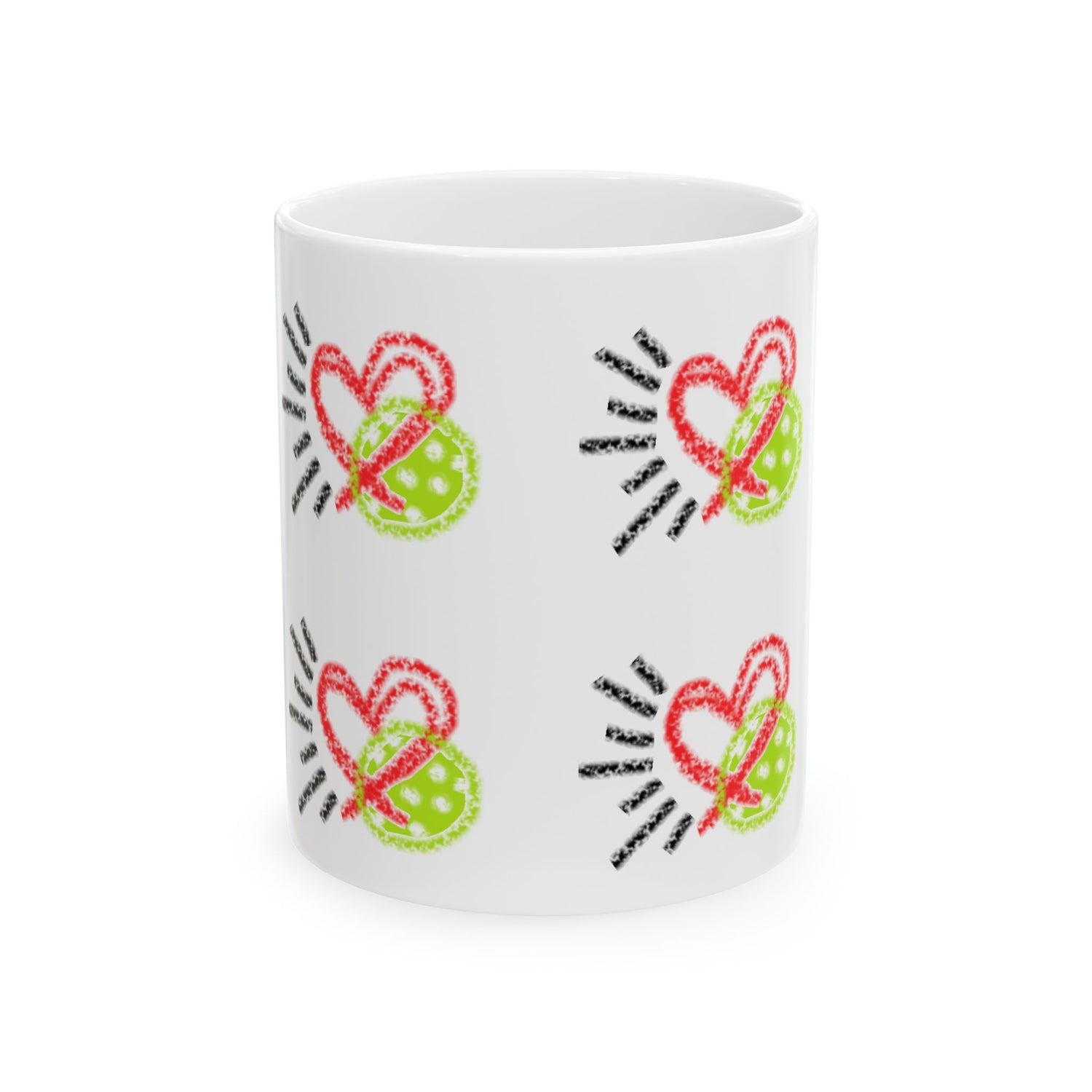 Colorful Heart Pickleball Love Design Ceramic Mug - 11oz & 15oz