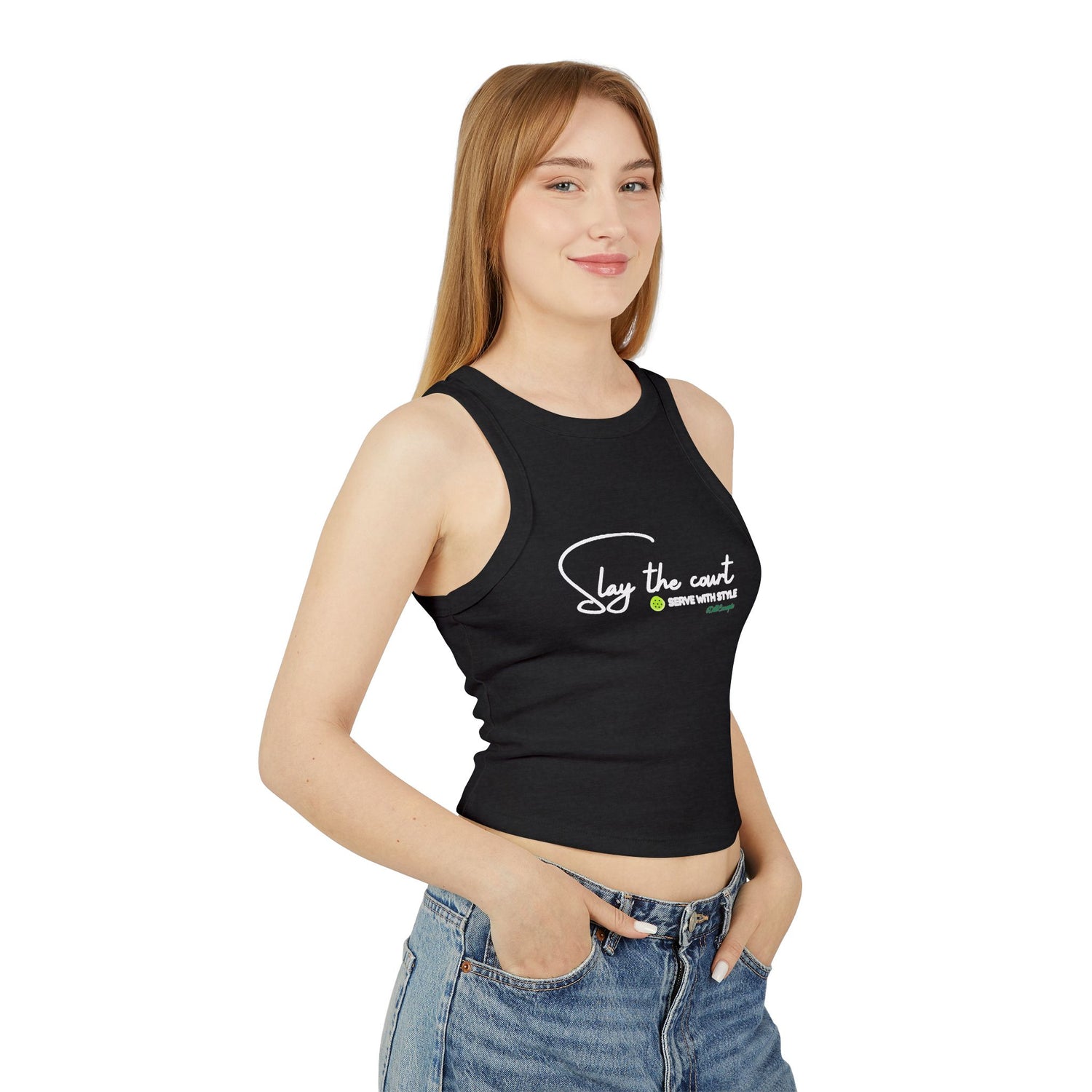 Women's Pickleball Slay the Court, Serve with Style Design - Women's Tank Top - Micro Rib Women's Tank