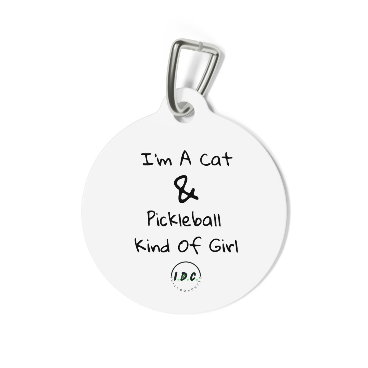 Pet Tag - Pickleball Cat Tag, Cat Paws and Fish Design - Unique Pet Accessory Gift
