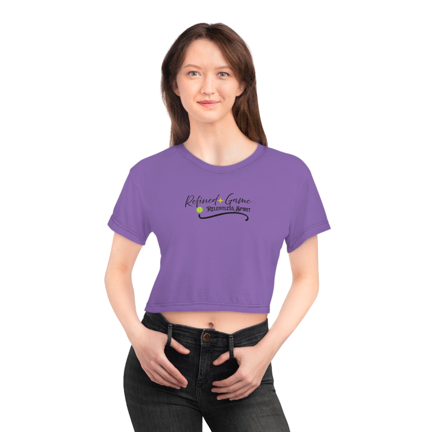 Pickleball Women's Crop Tee - Refined Game & Relentless Spirit Design