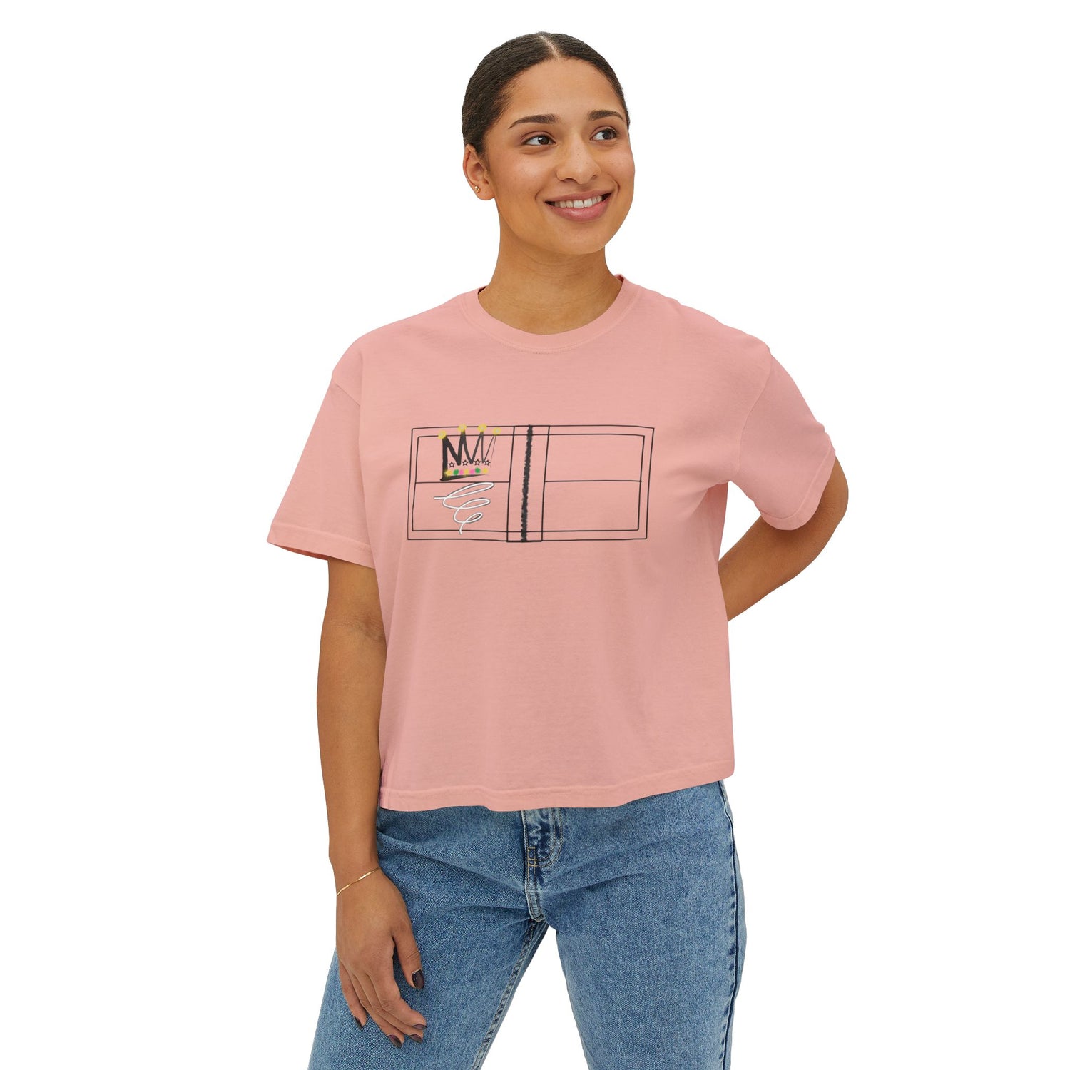 Pickleball Queen Boxy Tee - Pickleball Queen of the Court Design - Women's Cropped Tee