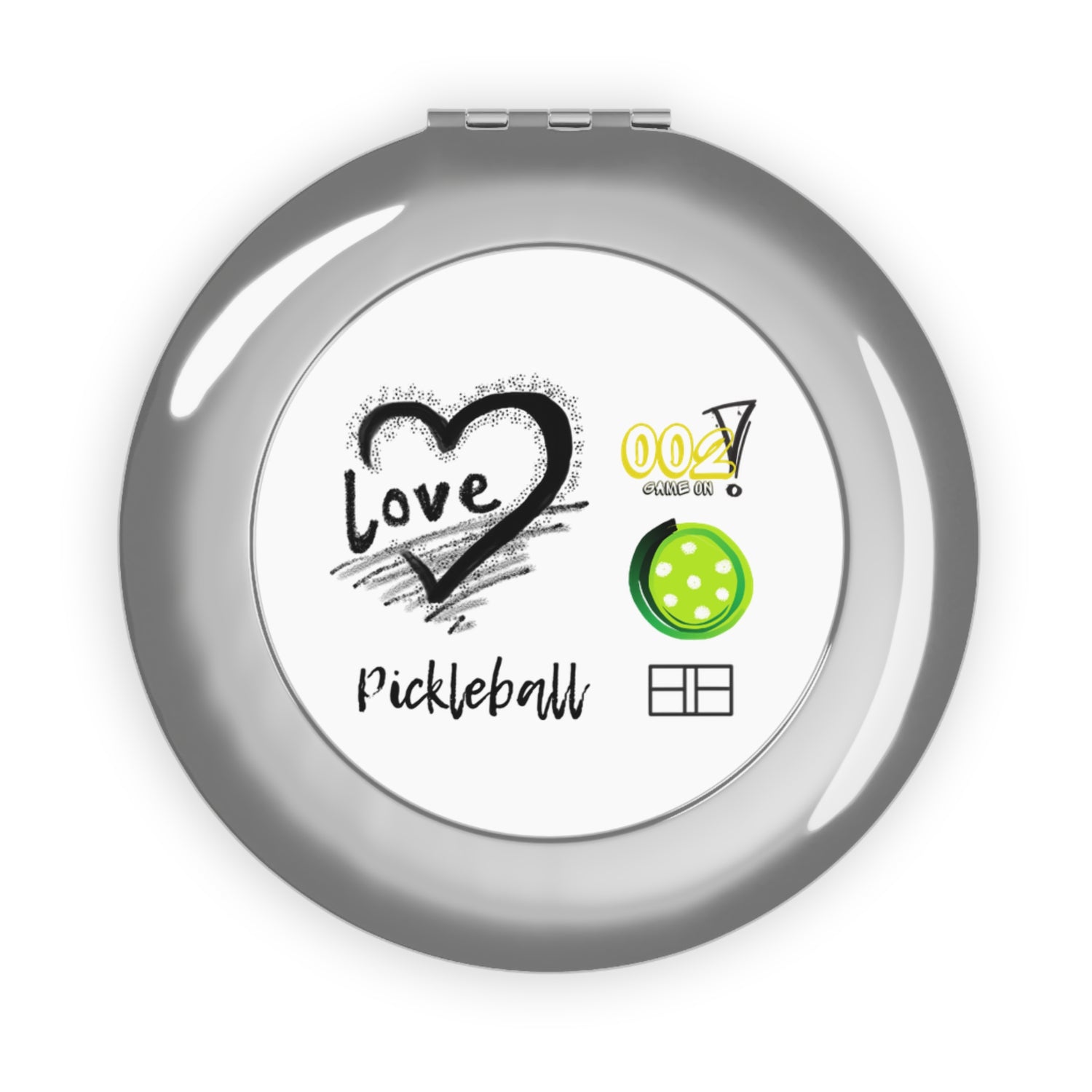 Compact Travel Mirror - LOVE Pickleball Design for Enthusiasts and Travelers