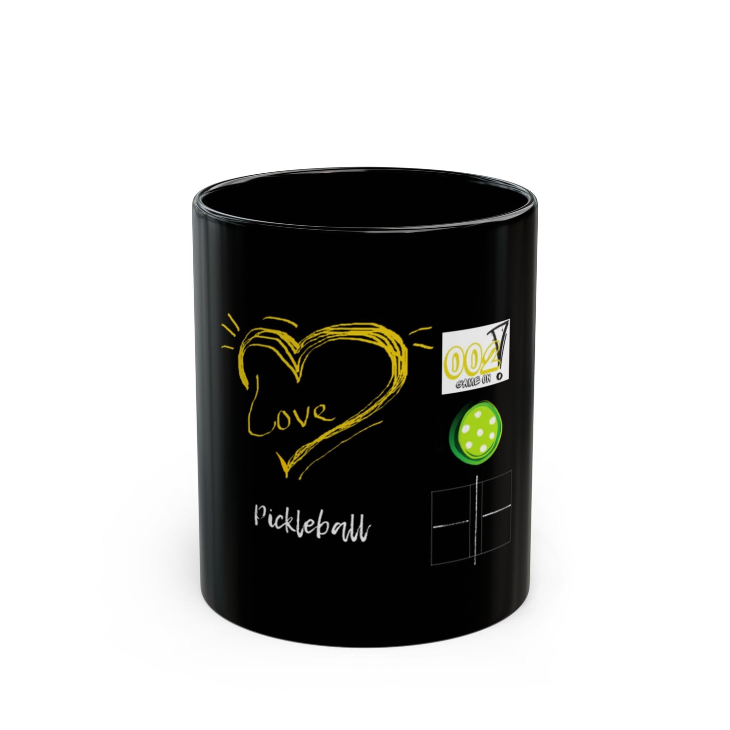Love Pickleball Black Coffee Mug - 11oz