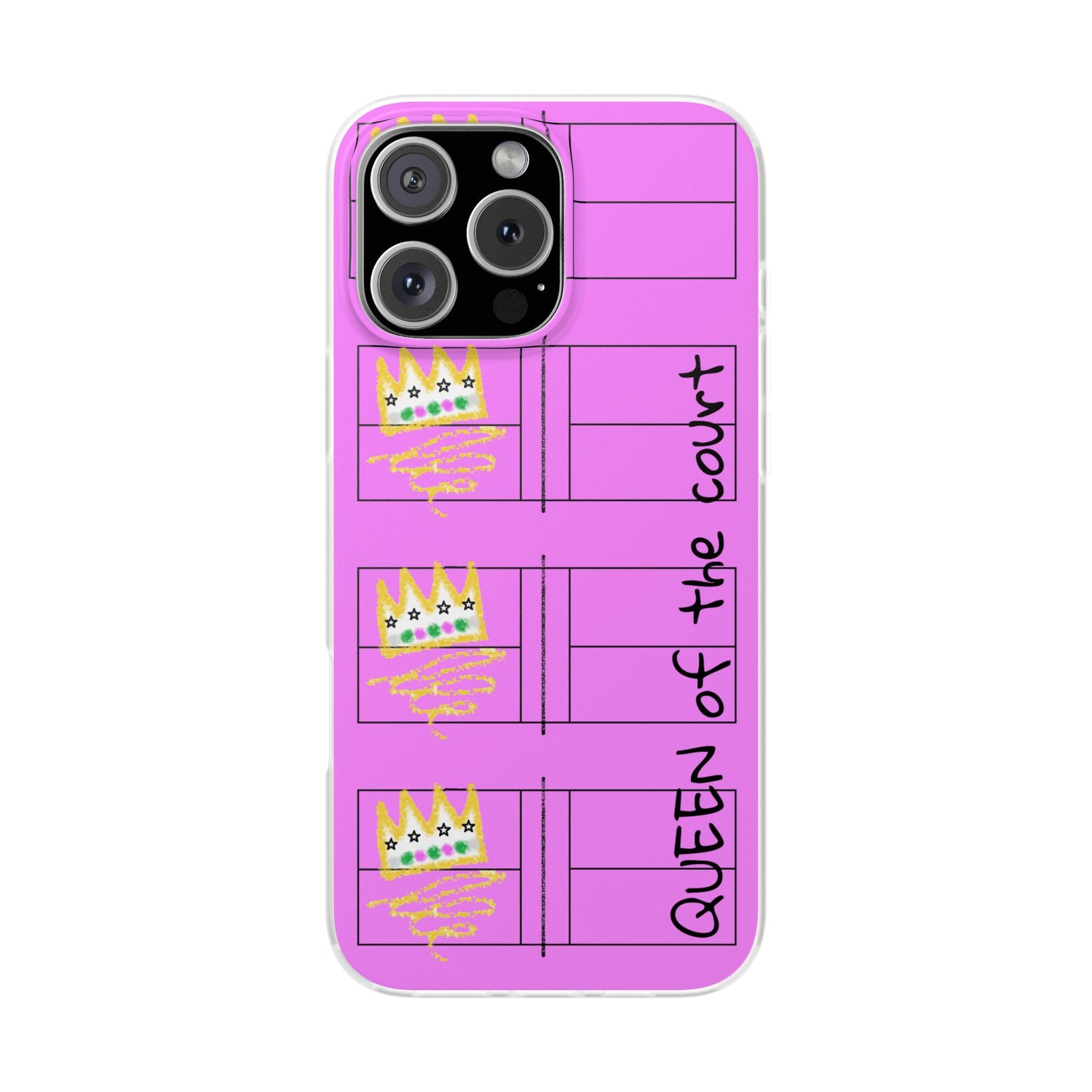 Pickleball Queen of the Court Pink Flexi iPhone Case - Stylish Phone Protection for Fashion-Forward Individuals