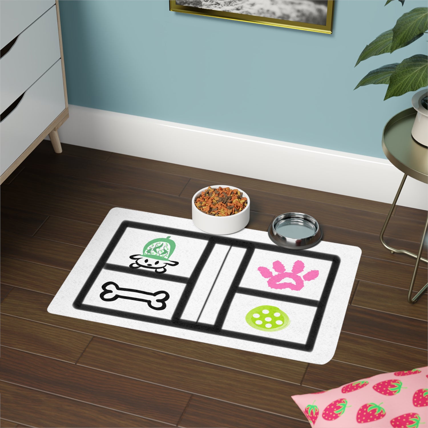 Pet Food Mat - Pickleball Dog Design