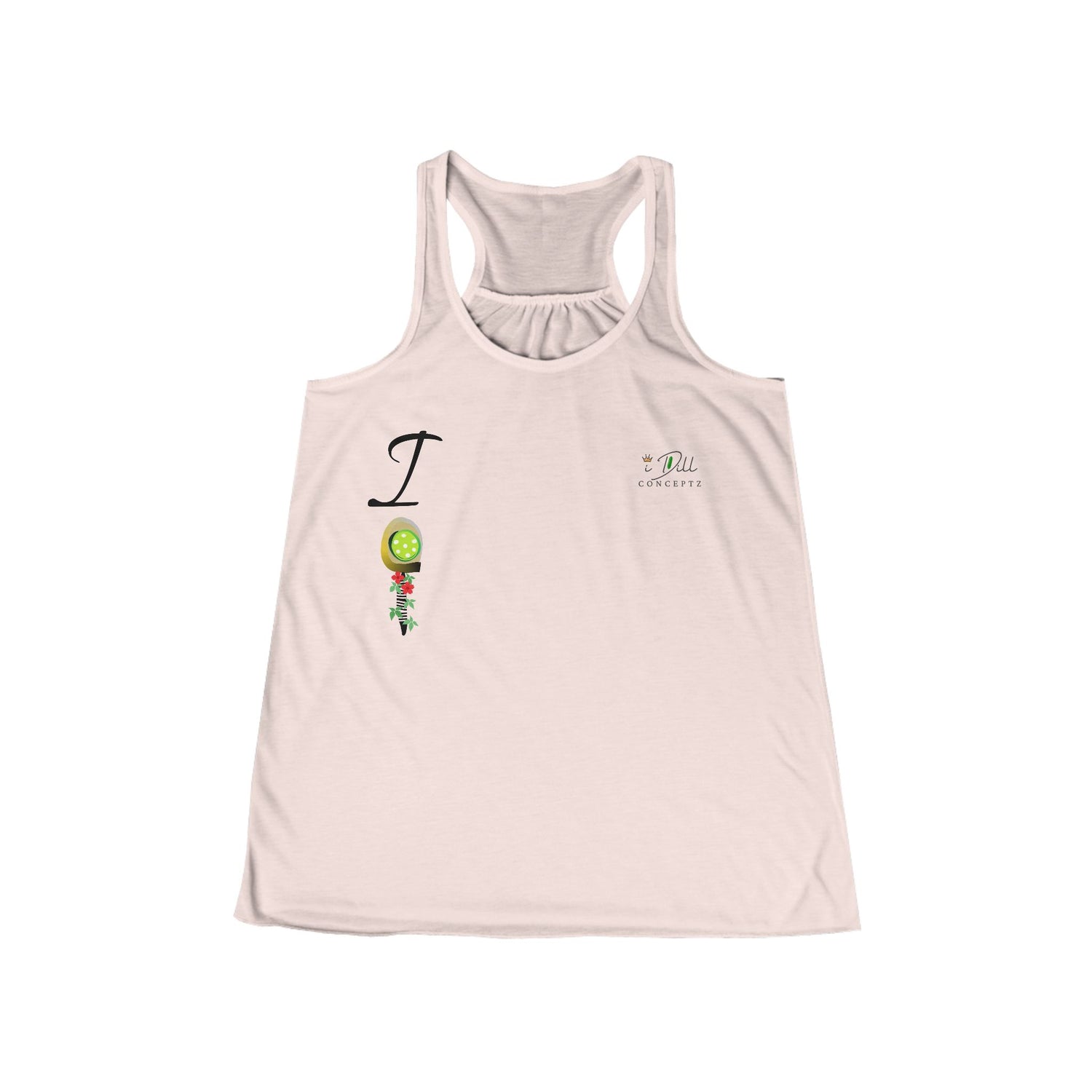 Personalized "I" Initial Pickleball Women's Top Apparel - Monogrammed Flowy Tank Top for Women - Personalized Initial Pickleball Gift