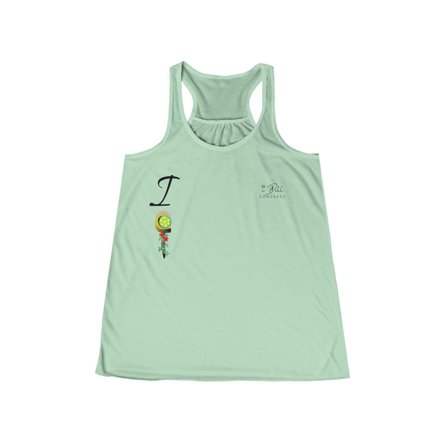 Personalized "I" Initial Pickleball Women's Top Apparel - Monogrammed Flowy Tank Top for Women - Personalized Initial Pickleball Gift