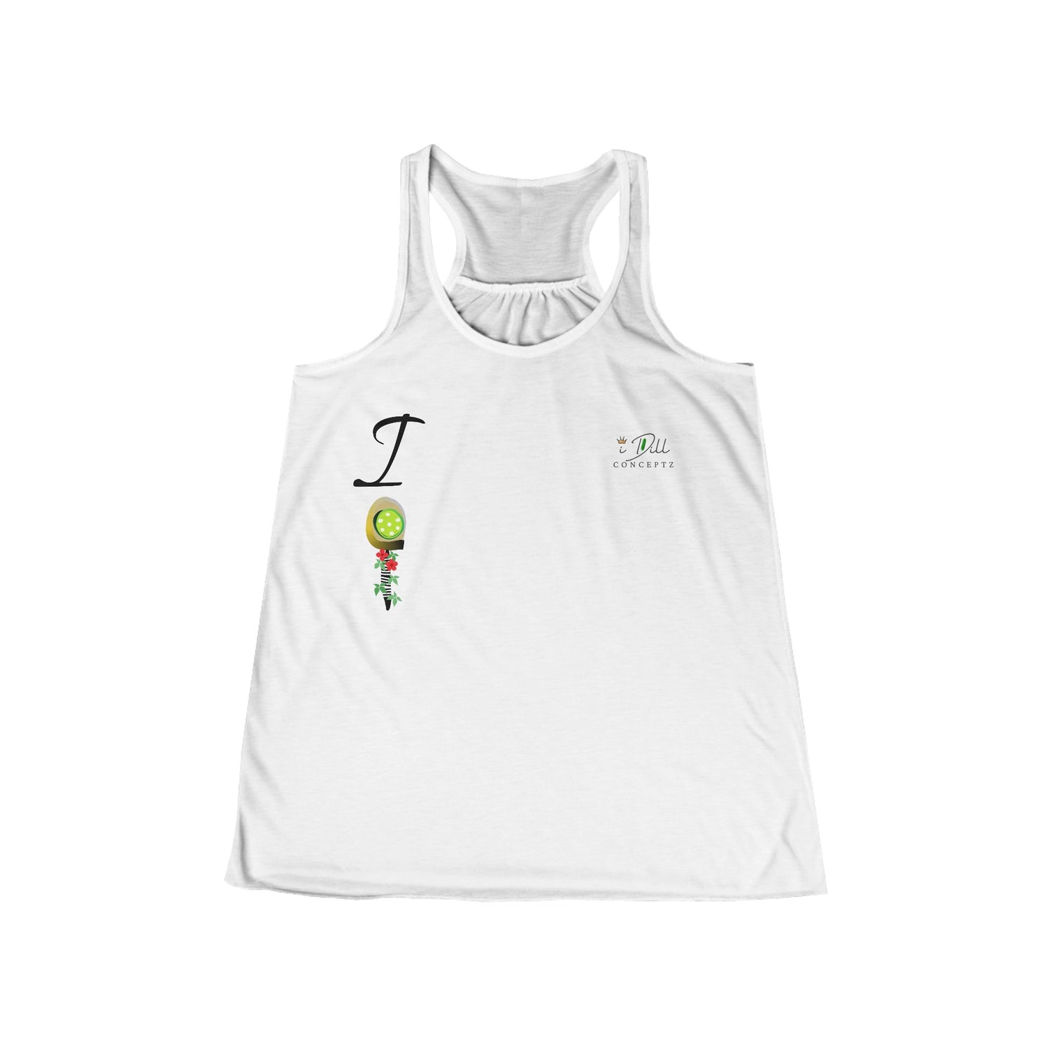 Personalized "I" Initial Pickleball Women's Top Apparel - Monogrammed Flowy Tank Top for Women - Personalized Initial Pickleball Gift
