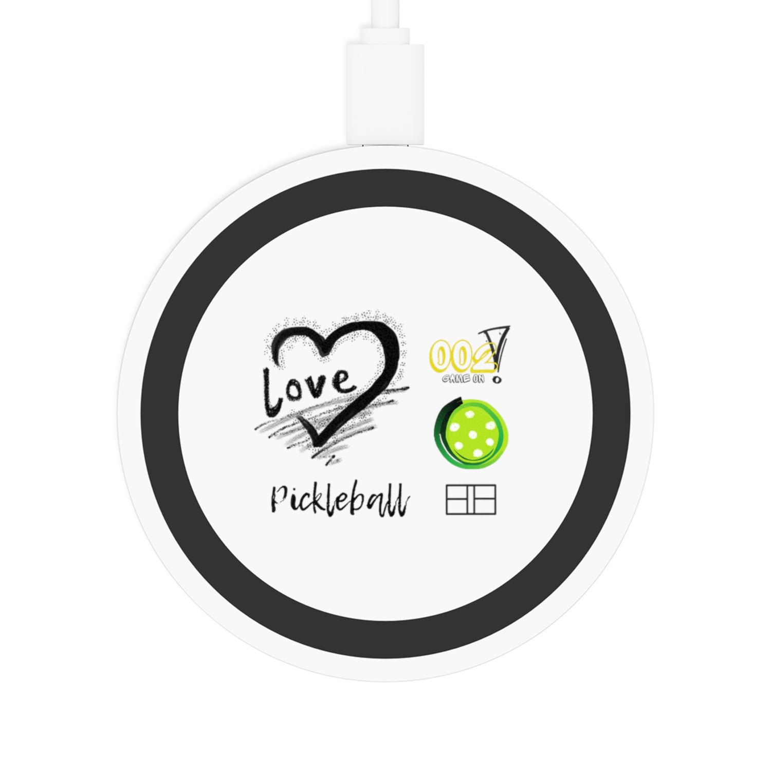 Wireless Charging Pad - LOVE Pickleball Design - Tech Accessory Gift