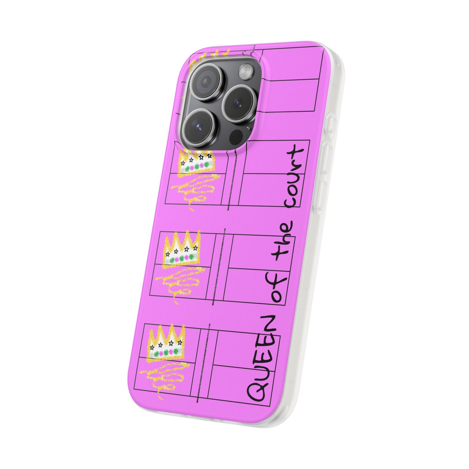 Pickleball Queen of the Court Pink Flexi iPhone Case - Stylish Phone Protection for Fashion-Forward Individuals