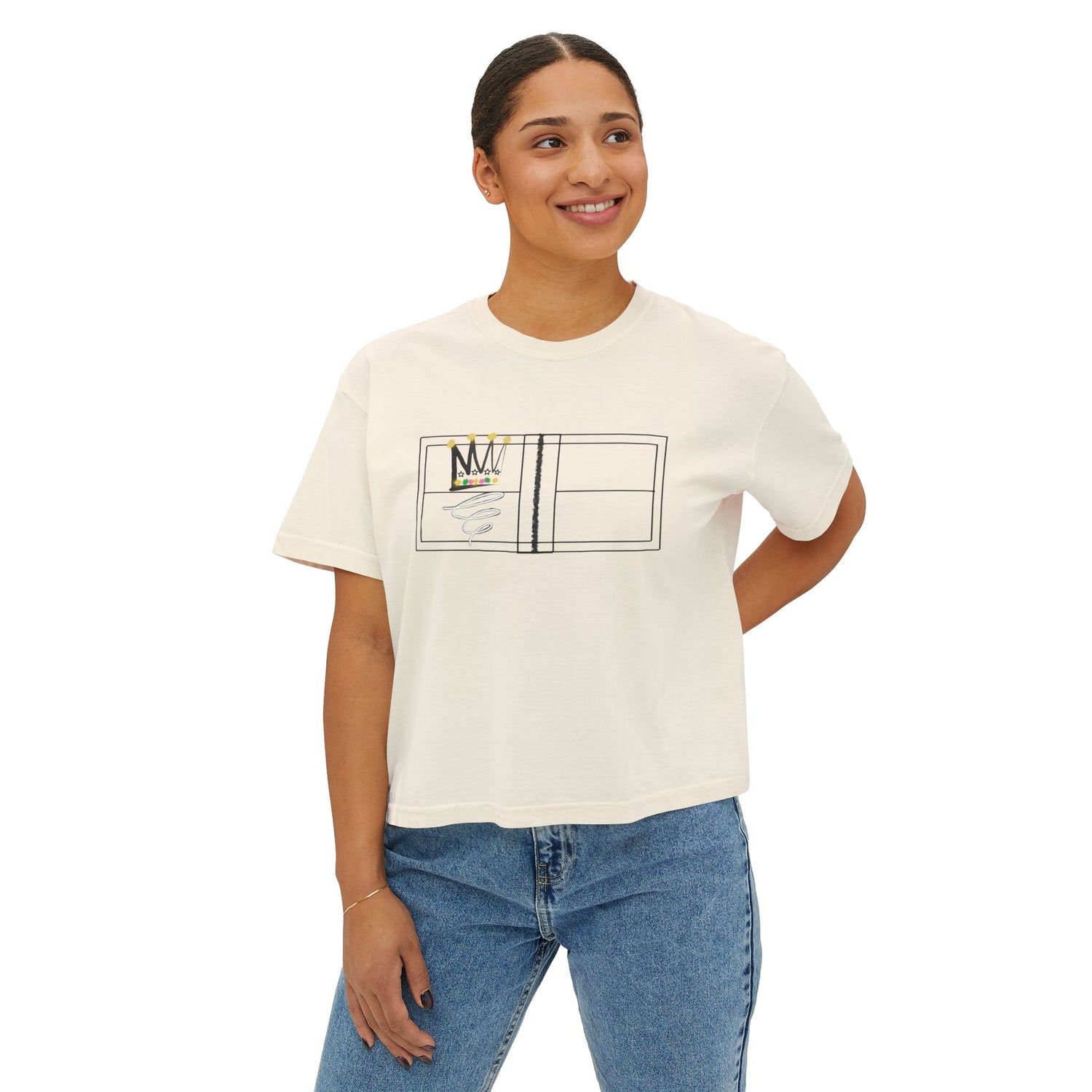 Pickleball Queen Boxy Tee - Pickleball Queen of the Court Design - Women's Cropped Tee