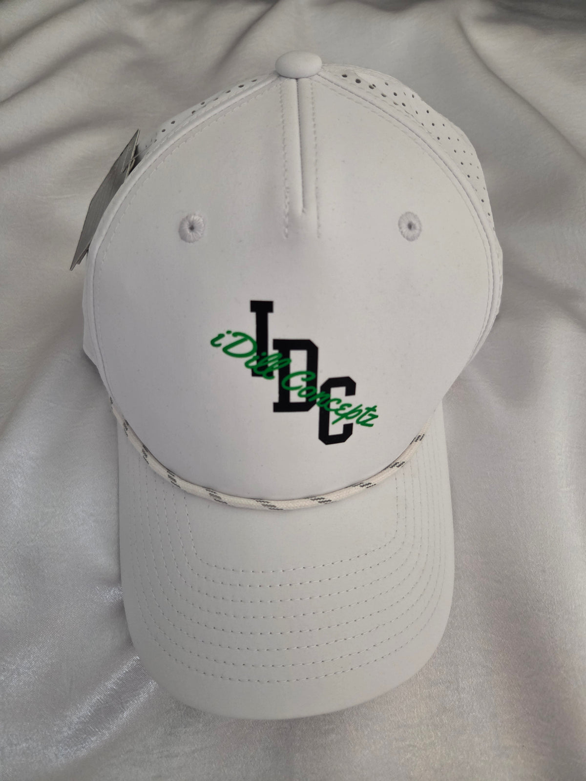 Men's Performance Rope Cap - iDill Conceptz Logo - WHITE