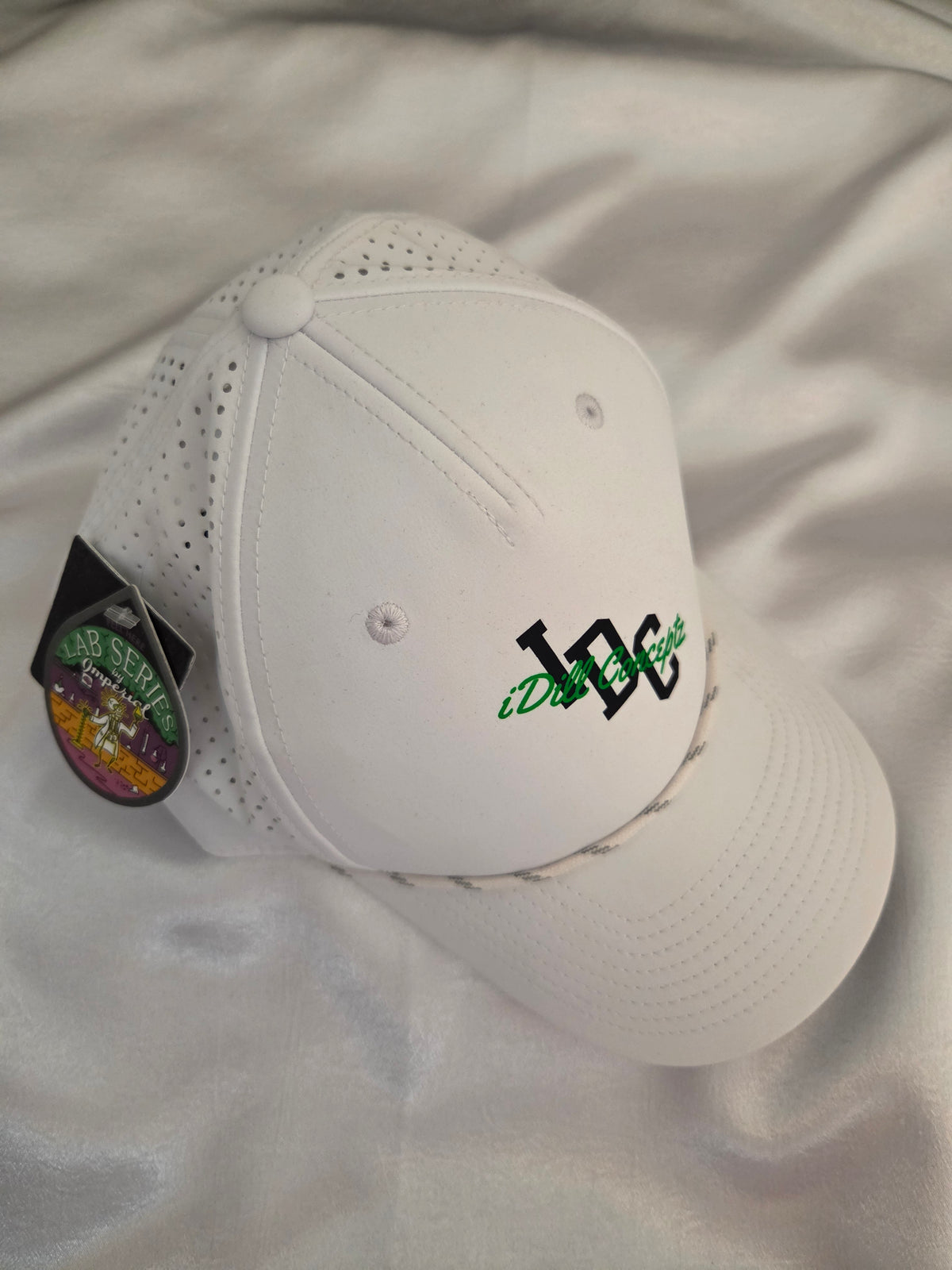Men's Performance Rope Cap - iDill Conceptz Logo - WHITE