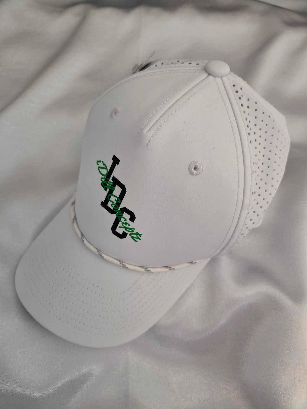 Men's Performance Rope Cap - iDill Conceptz Logo - WHITE