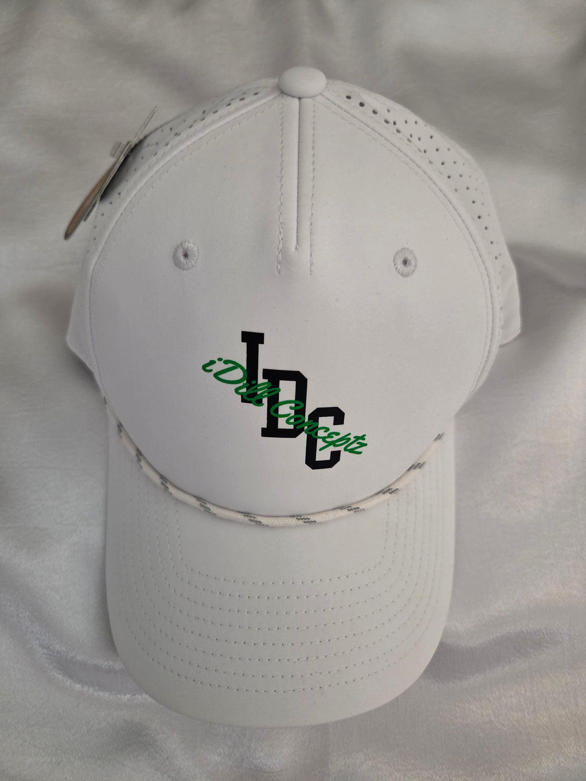 Men's Performance Rope Cap - iDill Conceptz Logo - WHITE