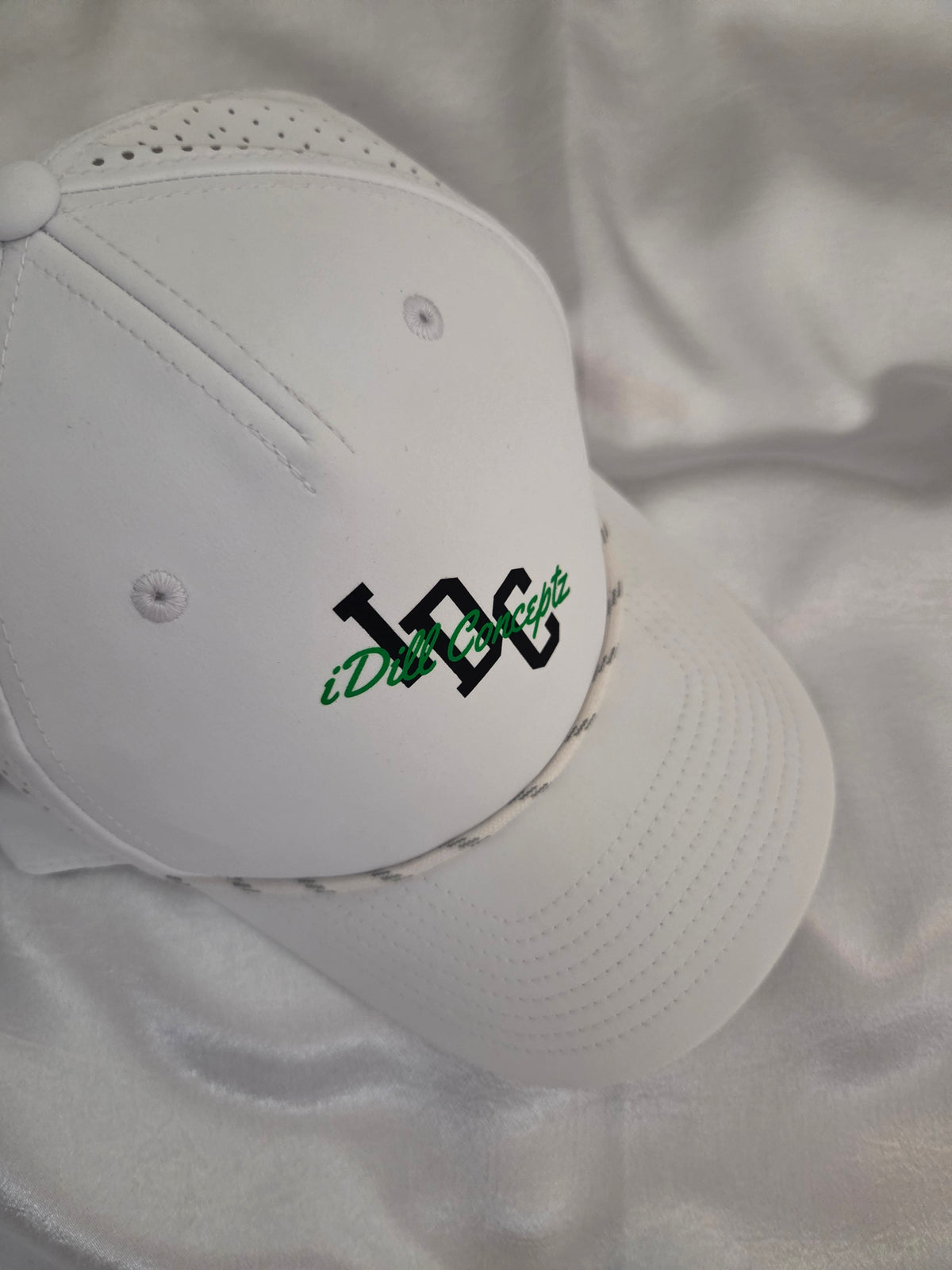 Men's Performance Rope Cap - iDill Conceptz Logo - WHITE