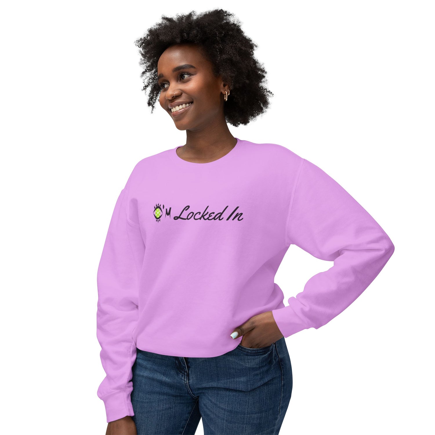 Women's Pickleball Lightweight Crewneck Sweatshirt - I'm Locked In - Athleisure Apparel