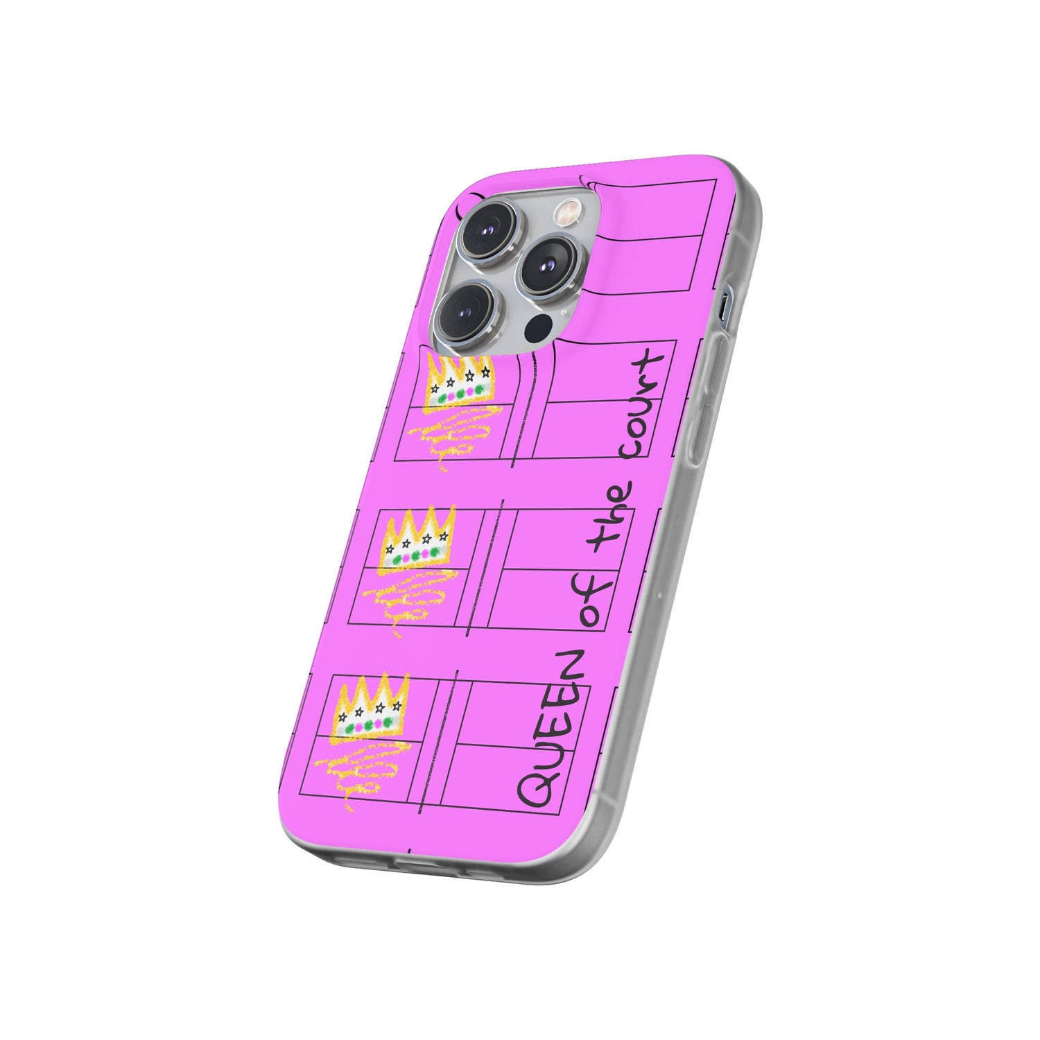 Pickleball Queen of the Court Pink Flexi iPhone Case - Stylish Phone Protection for Fashion-Forward Individuals
