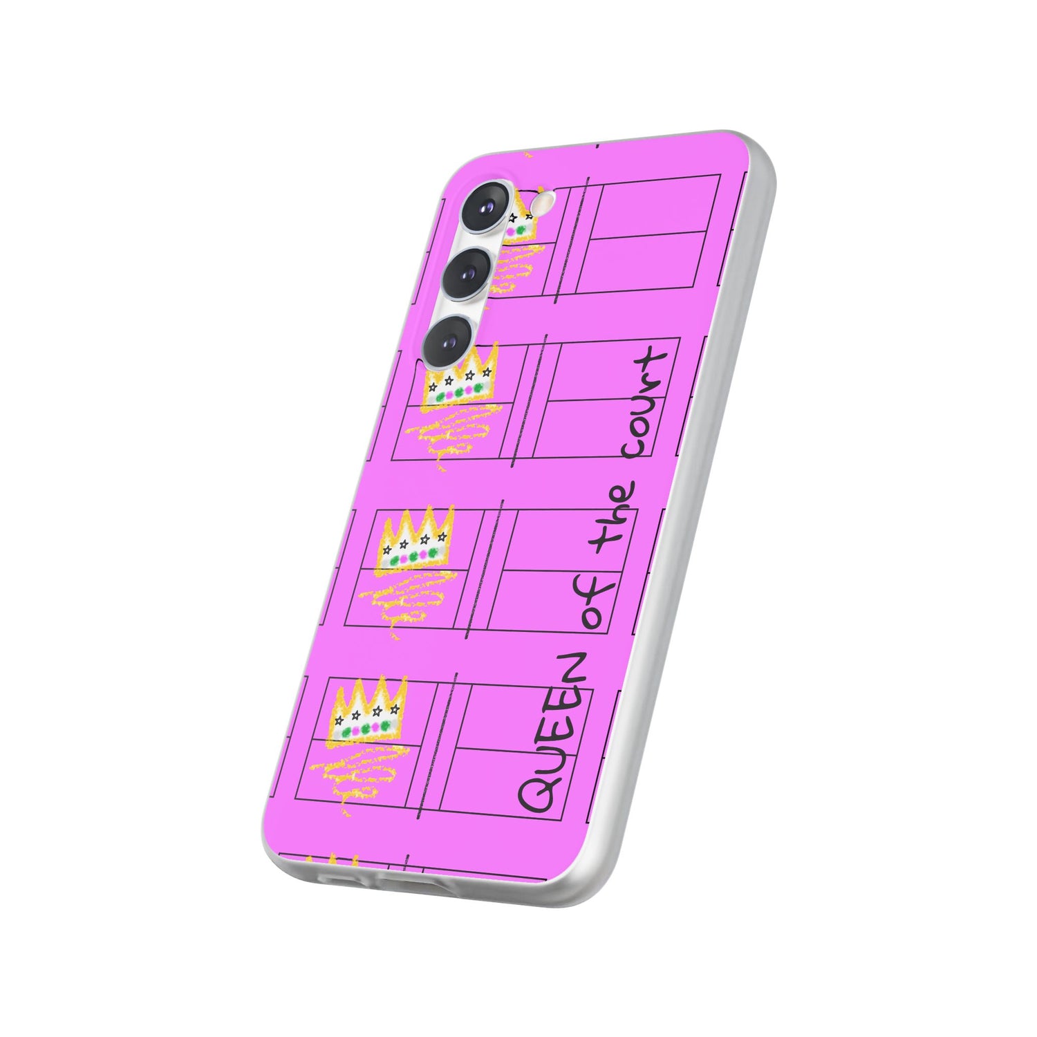 Pickleball Queen of the Court Pink Flexi Android Samsung Phone Case - Stylish Phone Protection for Fashion-Forward Individuals