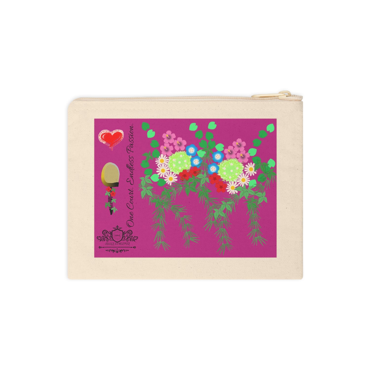 Pickleball Accessory Zipper Pouch - Pickleball Flower Garden Design
