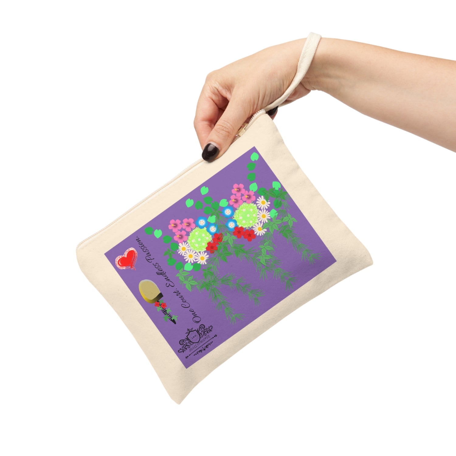 Pickleball Accessory Zipper Pouch - Pickleball Flower Garden Design