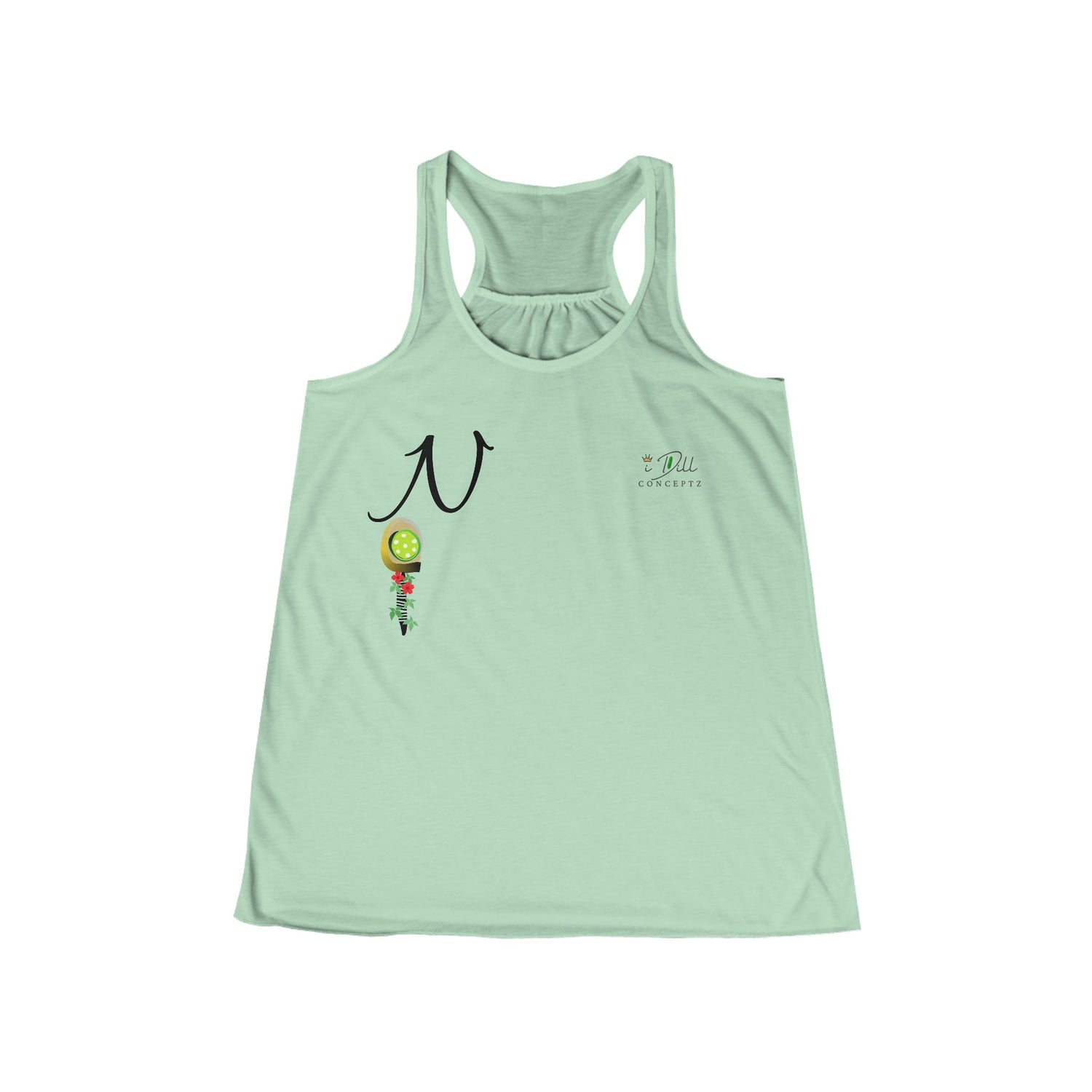 Personalized "N" Initial Pickleball Women's Top Apparel - Monogrammed Flowy Tank Top for Women - Personalized Initial Pickleball Gift