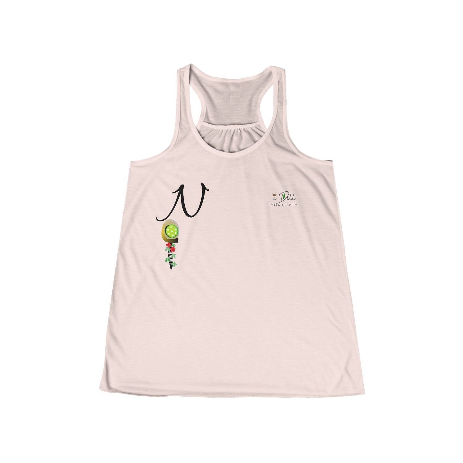 Personalized "N" Initial Pickleball Women's Top Apparel - Monogrammed Flowy Tank Top for Women - Personalized Initial Pickleball Gift