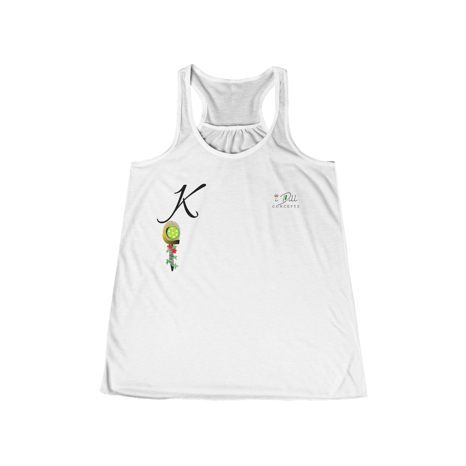 Personalized "K" Initial Pickleball Women's Top Apparel - Monogrammed Flowy Tank Top for Women - Personalized Initial Pickleball Gift