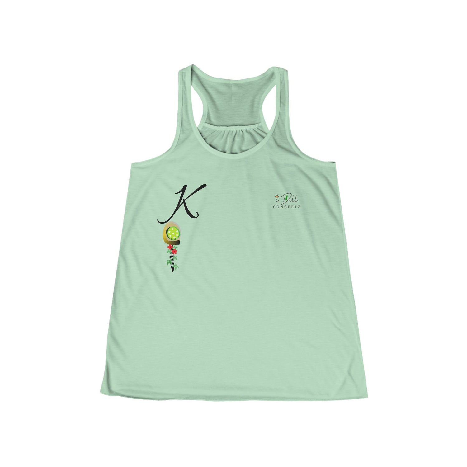Personalized "K" Initial Pickleball Women's Top Apparel - Monogrammed Flowy Tank Top for Women - Personalized Initial Pickleball Gift