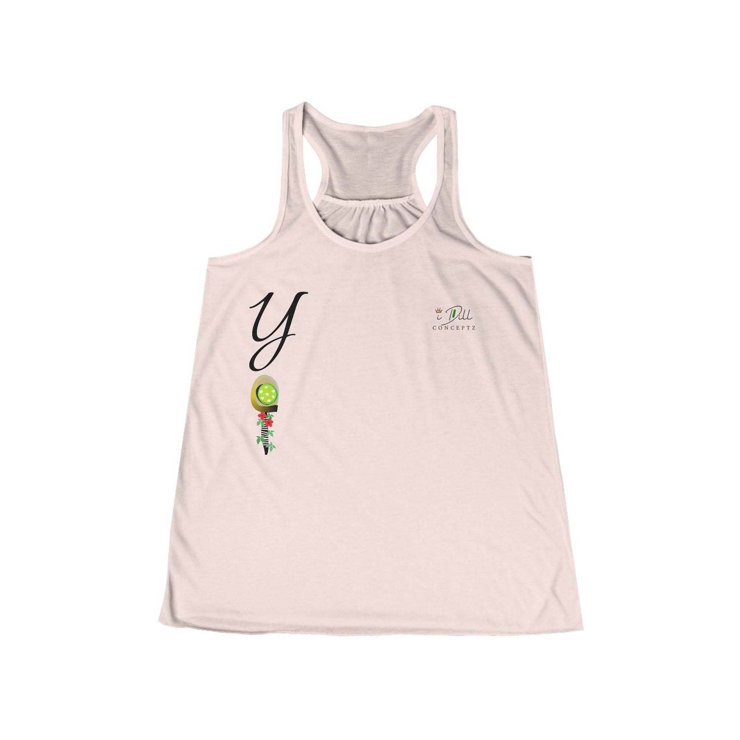 Personalized "Y" Initial Pickleball Women's Top Apparel - Monogrammed Flowy Tank Top for Women - Personalized Initial Pickleball Gift