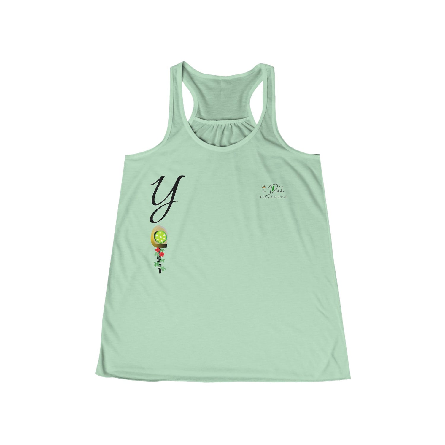Personalized "Y" Initial Pickleball Women's Top Apparel - Monogrammed Flowy Tank Top for Women - Personalized Initial Pickleball Gift