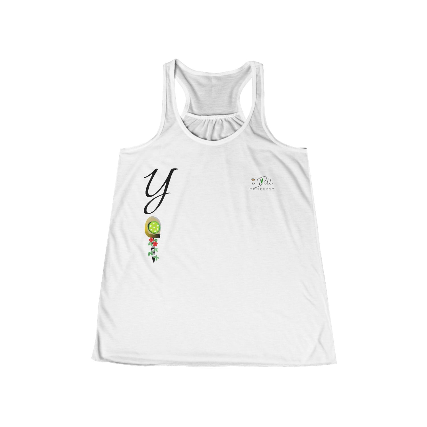 Personalized "Y" Initial Pickleball Women's Top Apparel - Monogrammed Flowy Tank Top for Women - Personalized Initial Pickleball Gift