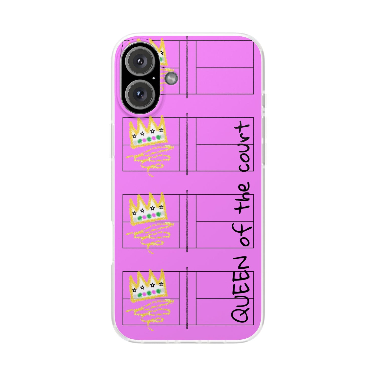 Pickleball Queen of the Court Pink Flexi iPhone Case - Stylish Phone Protection for Fashion-Forward Individuals