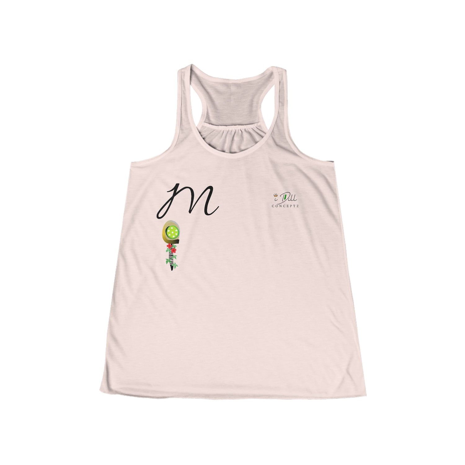 Personalized "M" Initial Pickleball Women's Top Apparel - Monogrammed Flowy Tank Top for Women - Personalized Initial Pickleball Gift