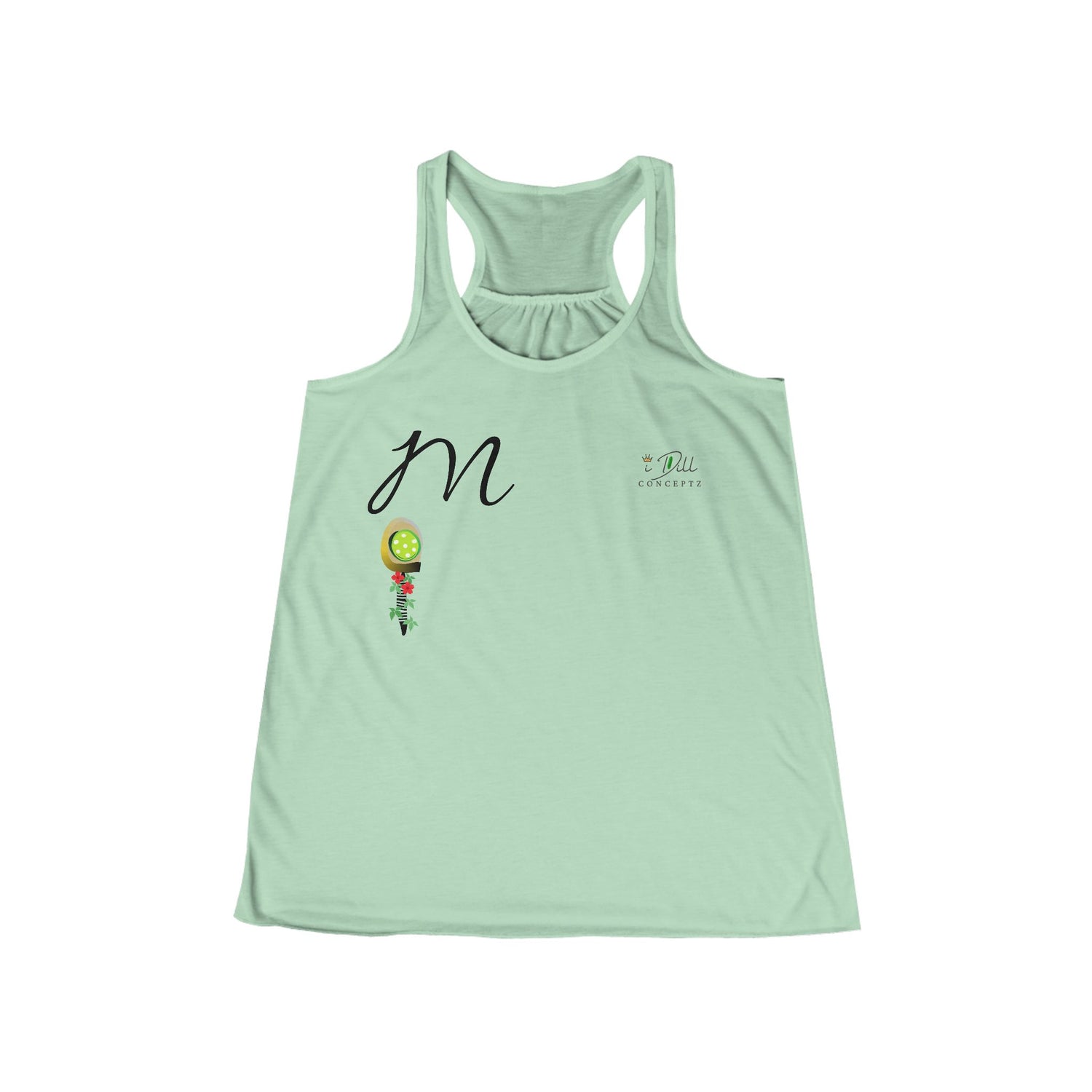 Personalized "M" Initial Pickleball Women's Top Apparel - Monogrammed Flowy Tank Top for Women - Personalized Initial Pickleball Gift