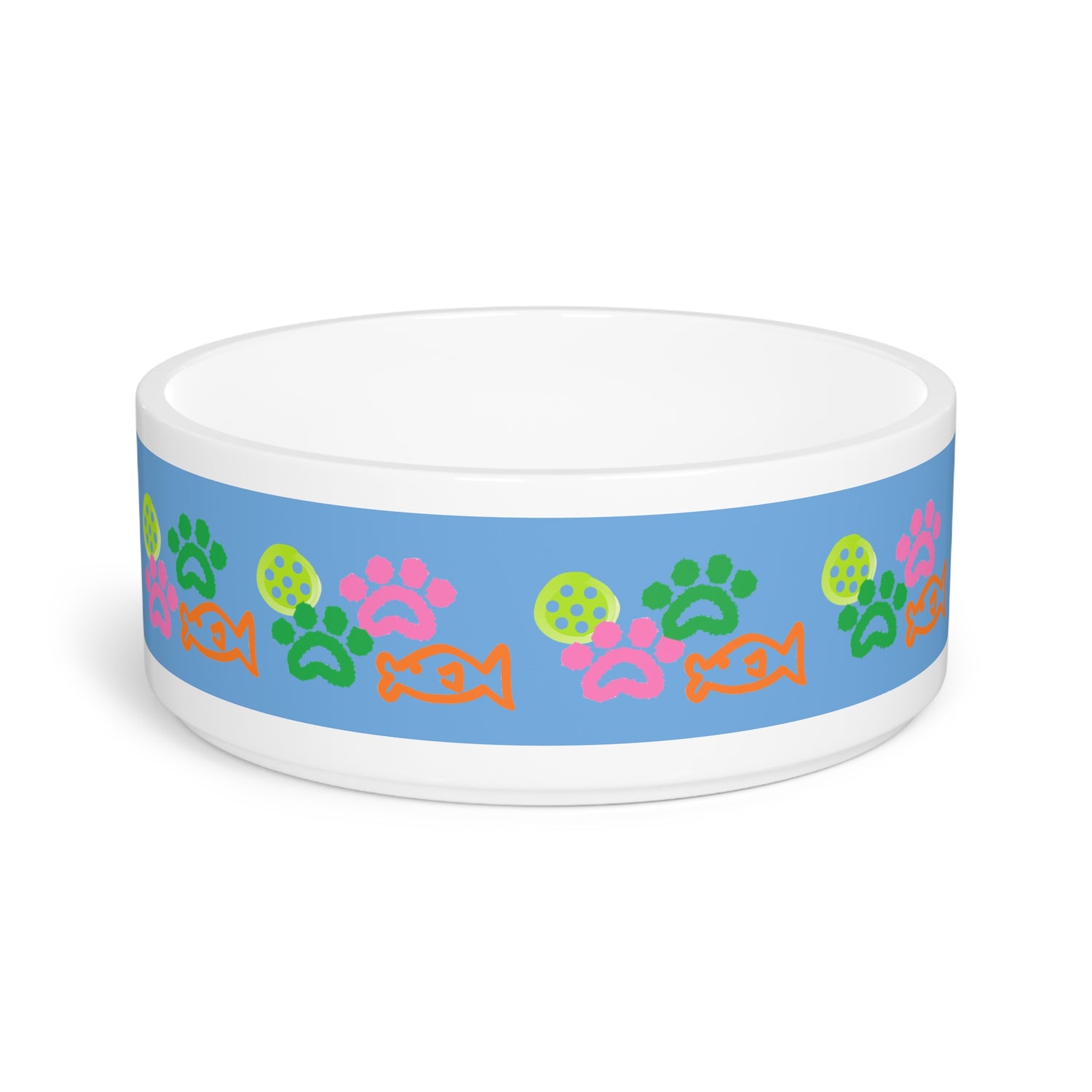 Pet Bowl - Pickleball and Cat Paw Design - Unique Pet Gift